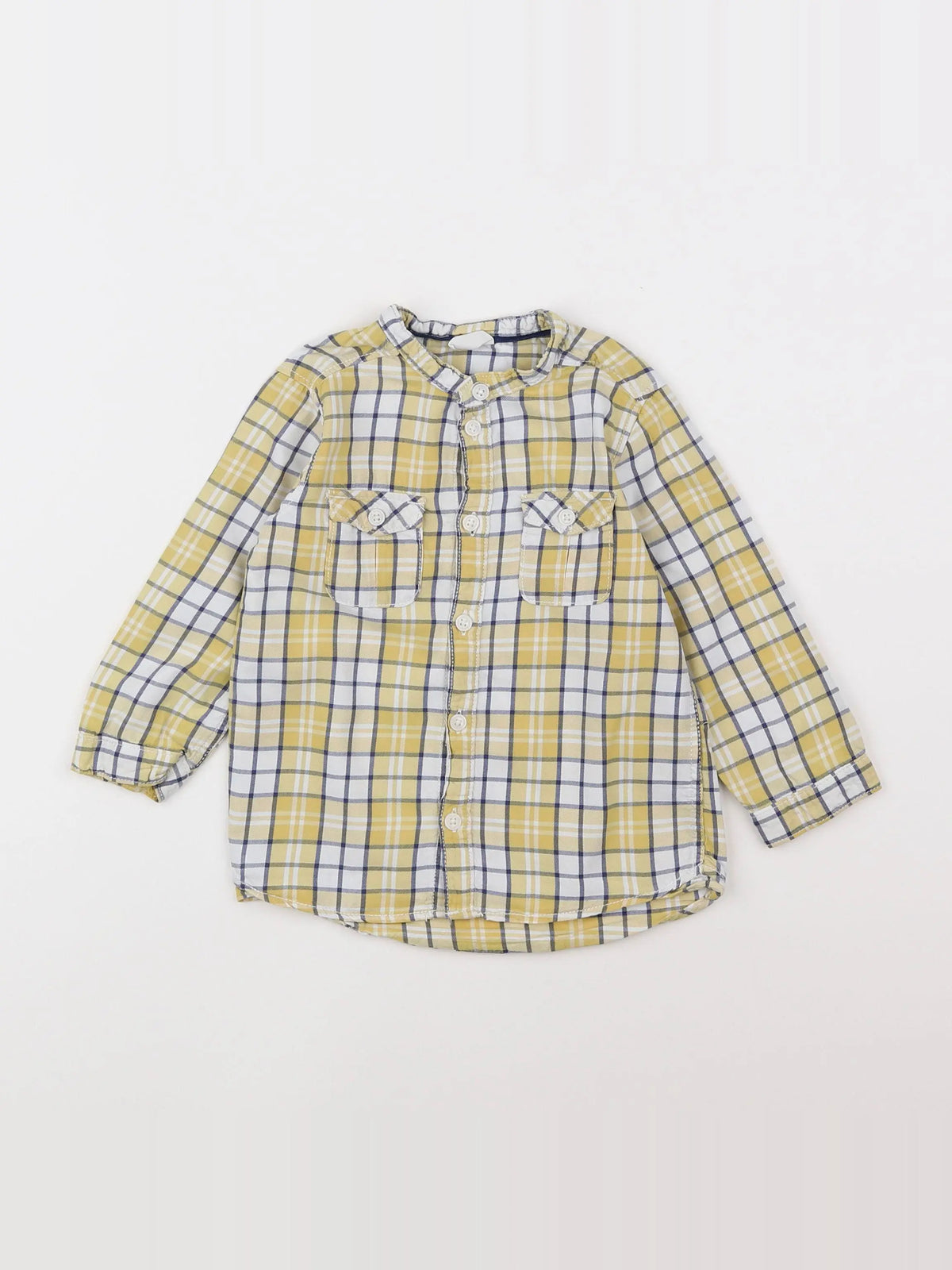 H&M - chemise jaune, bleu - 12/18 mois