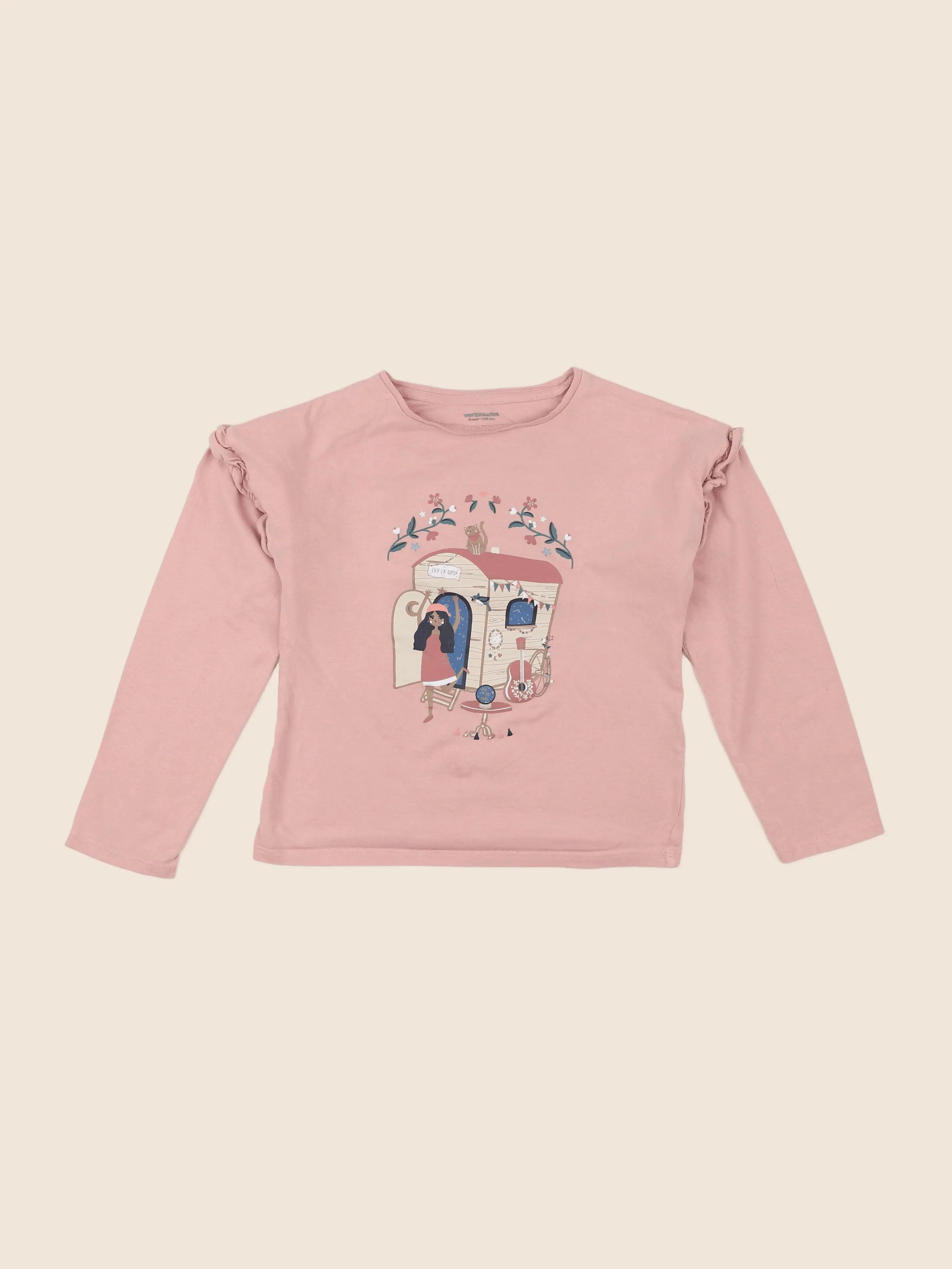 Vertbaudet - tee-shirt rose - 8 ans