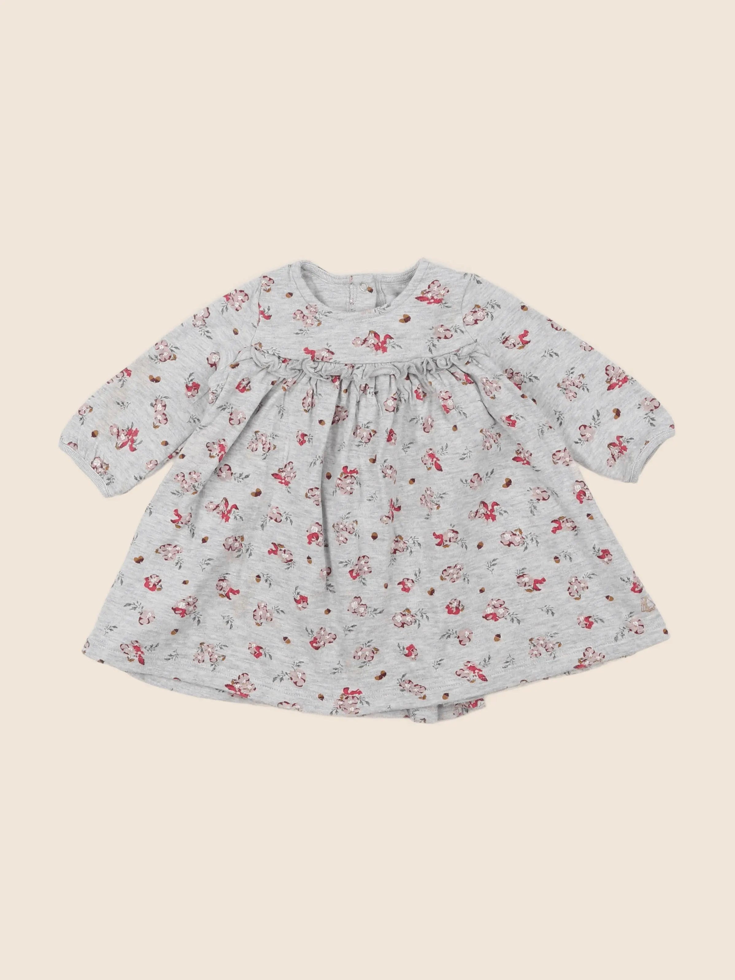 Petit Bateau - robe gris, rose - 6 mois