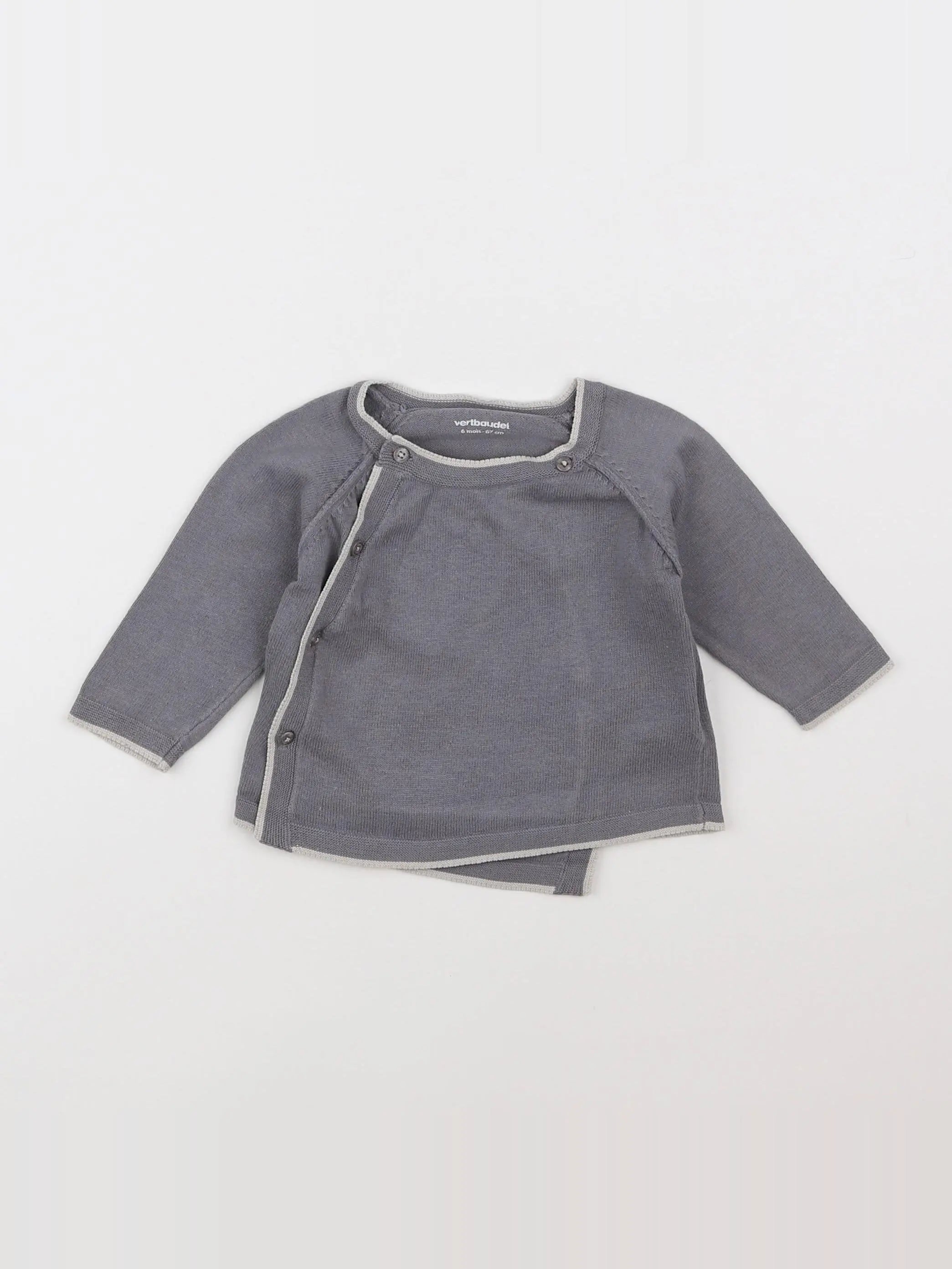Vertbaudet - pull gris - 6 mois