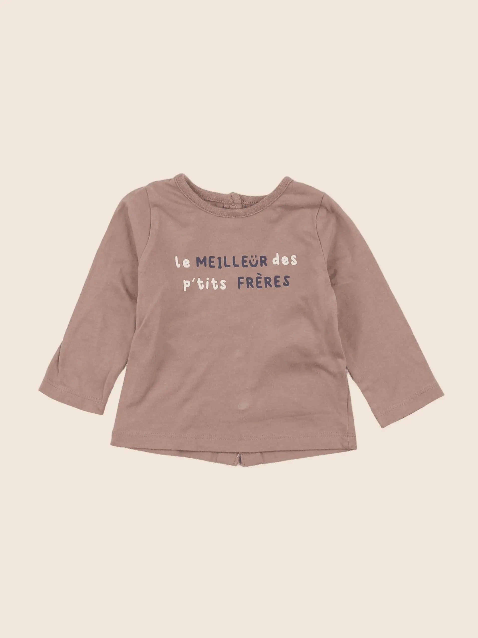 Vertbaudet - tee-shirt marron - 6 mois