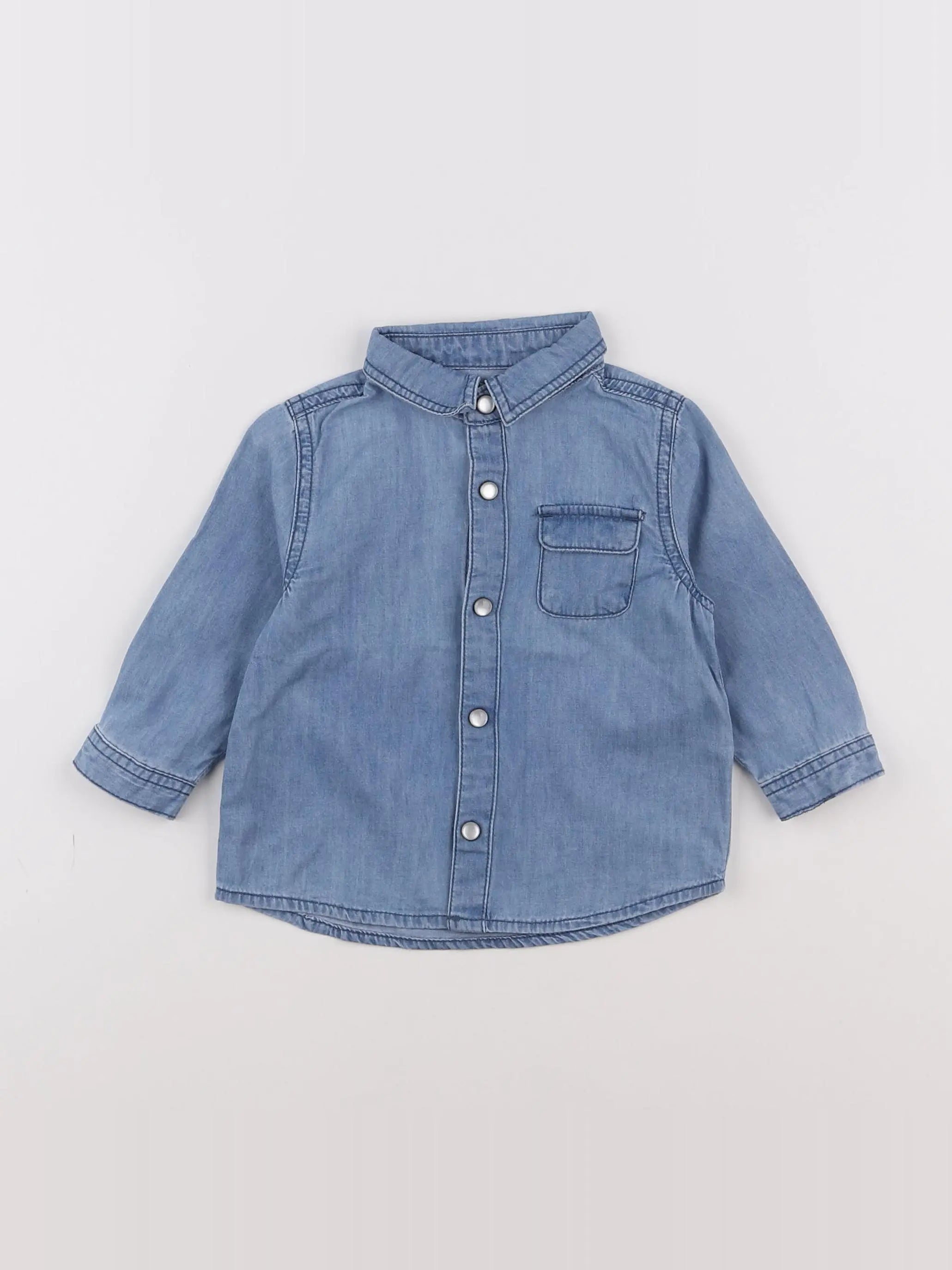 Vertbaudet - chemise bleu - 9 mois