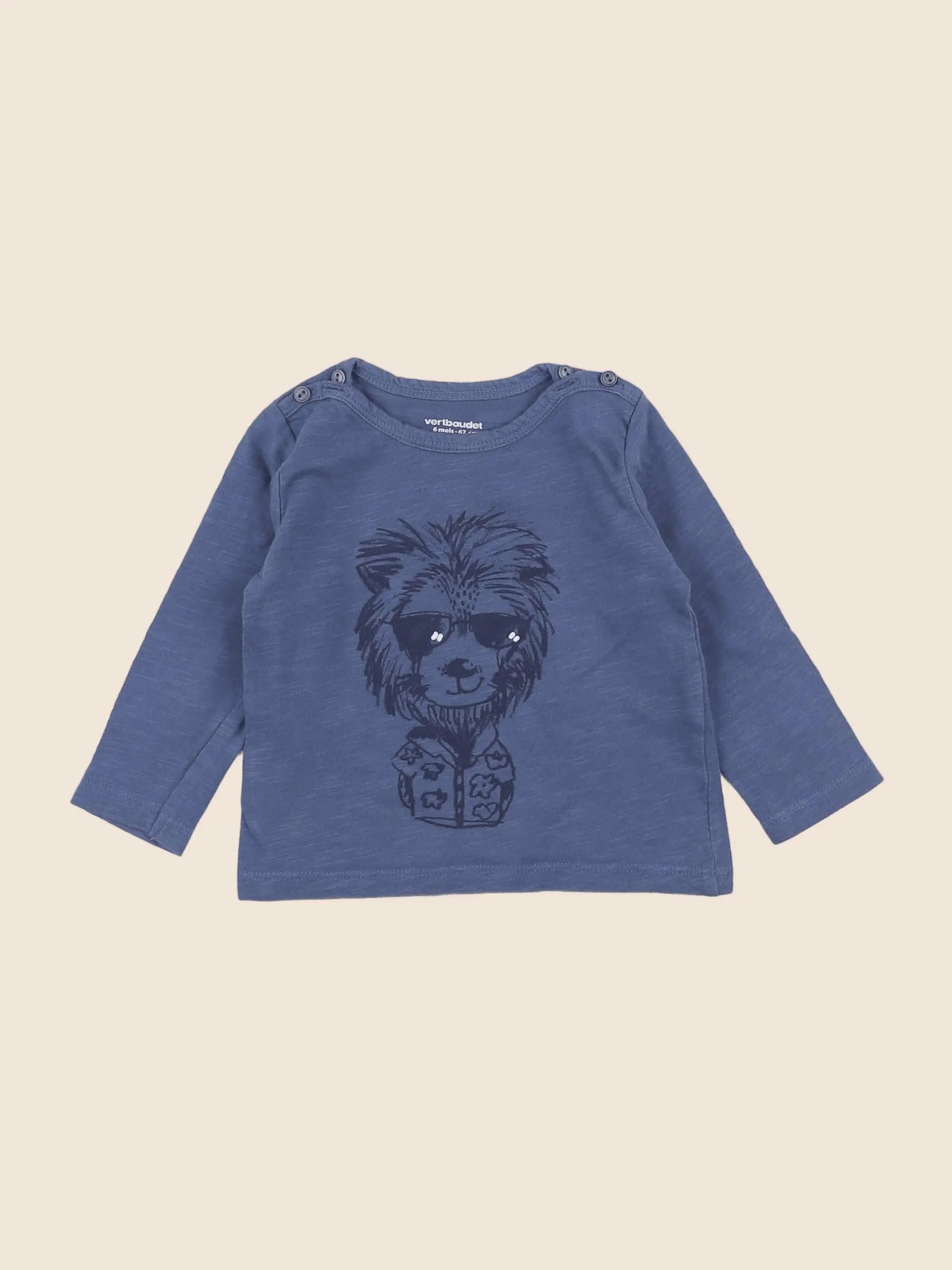 Vertbaudet - tee-shirt bleu - 6 mois
