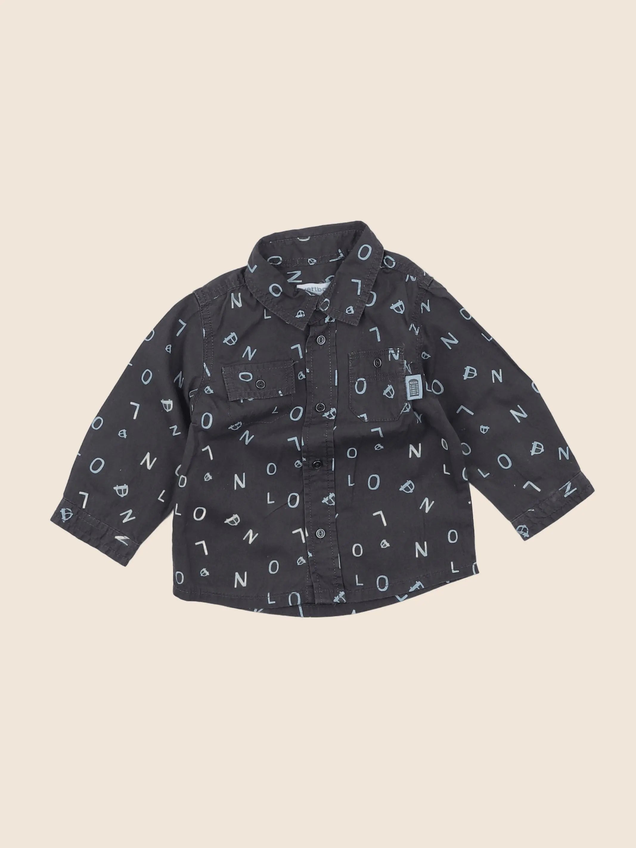 Vertbaudet - chemise gris - 6 mois