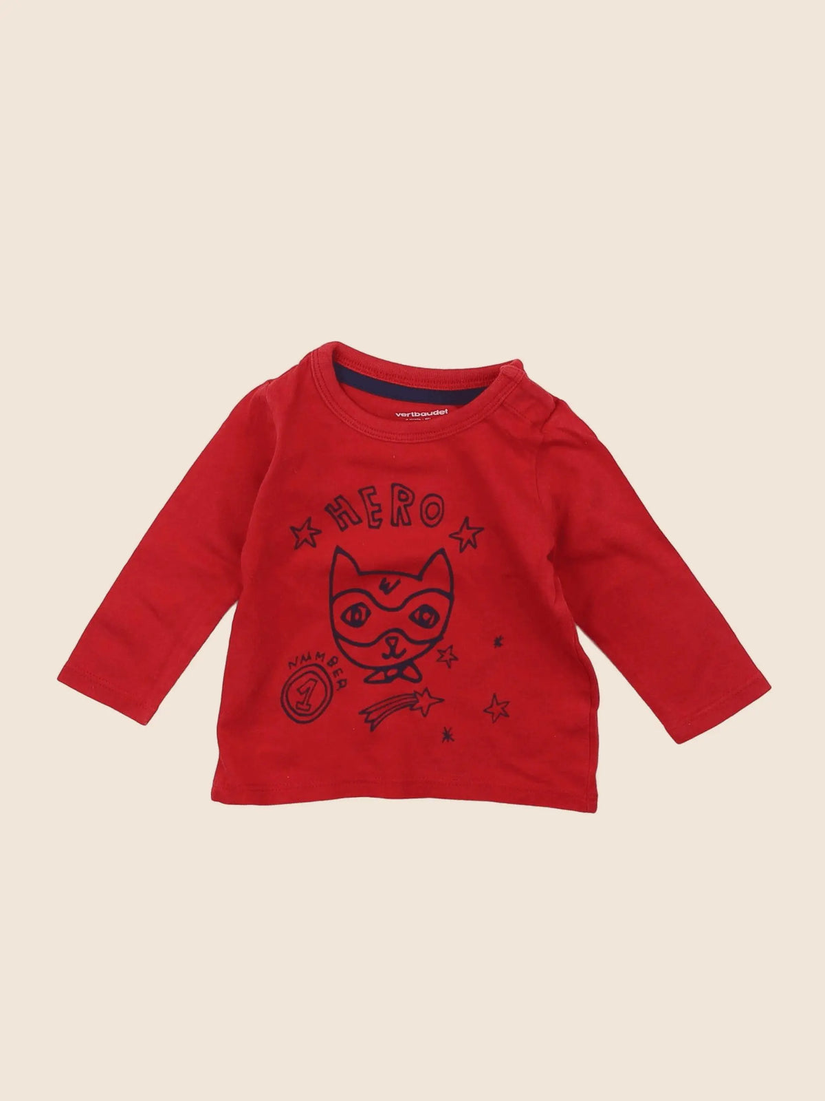 Vertbaudet - tee-shirt rouge - 3 mois