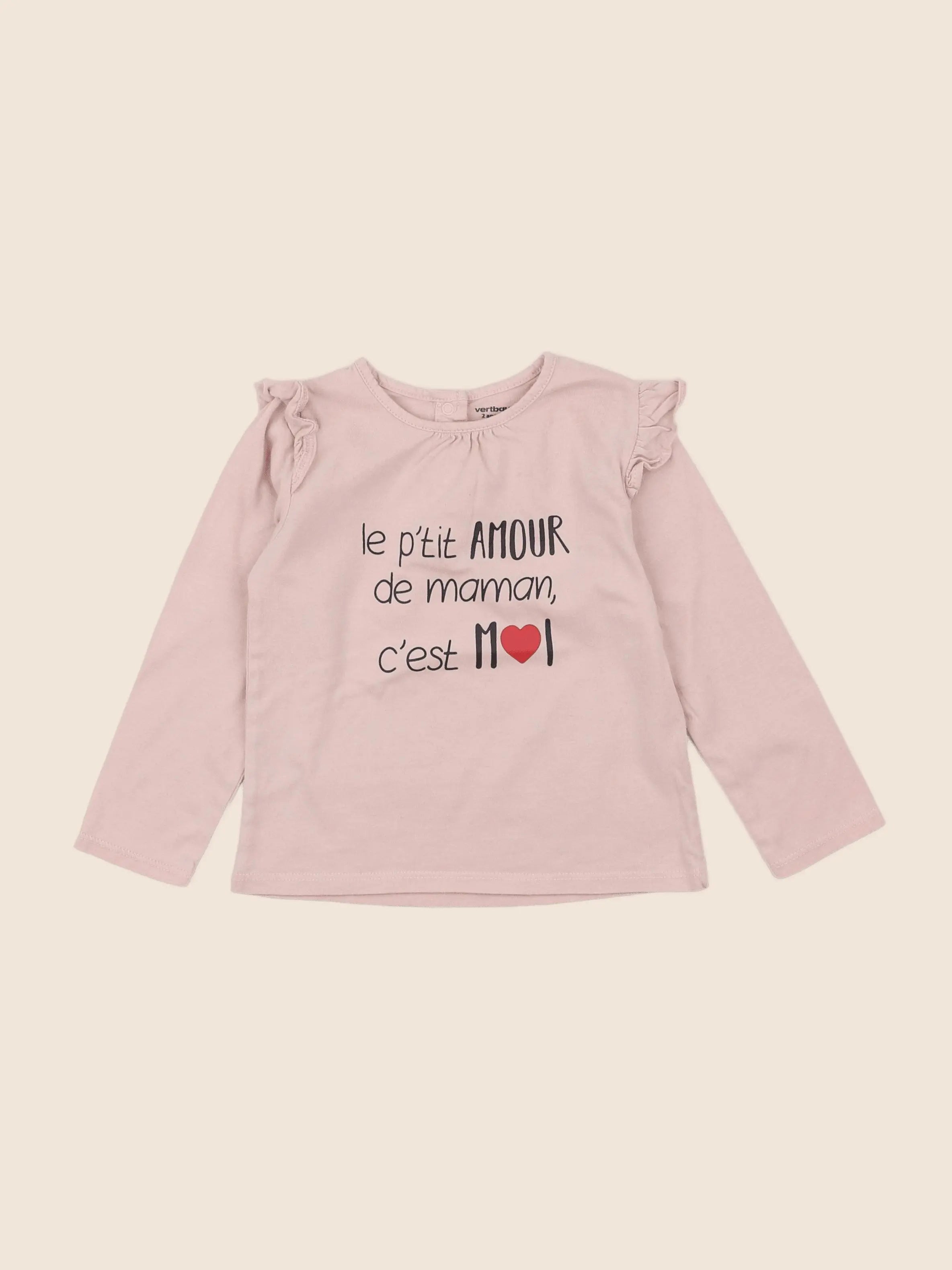 Vertbaudet - tee-shirt rose - 2 ans