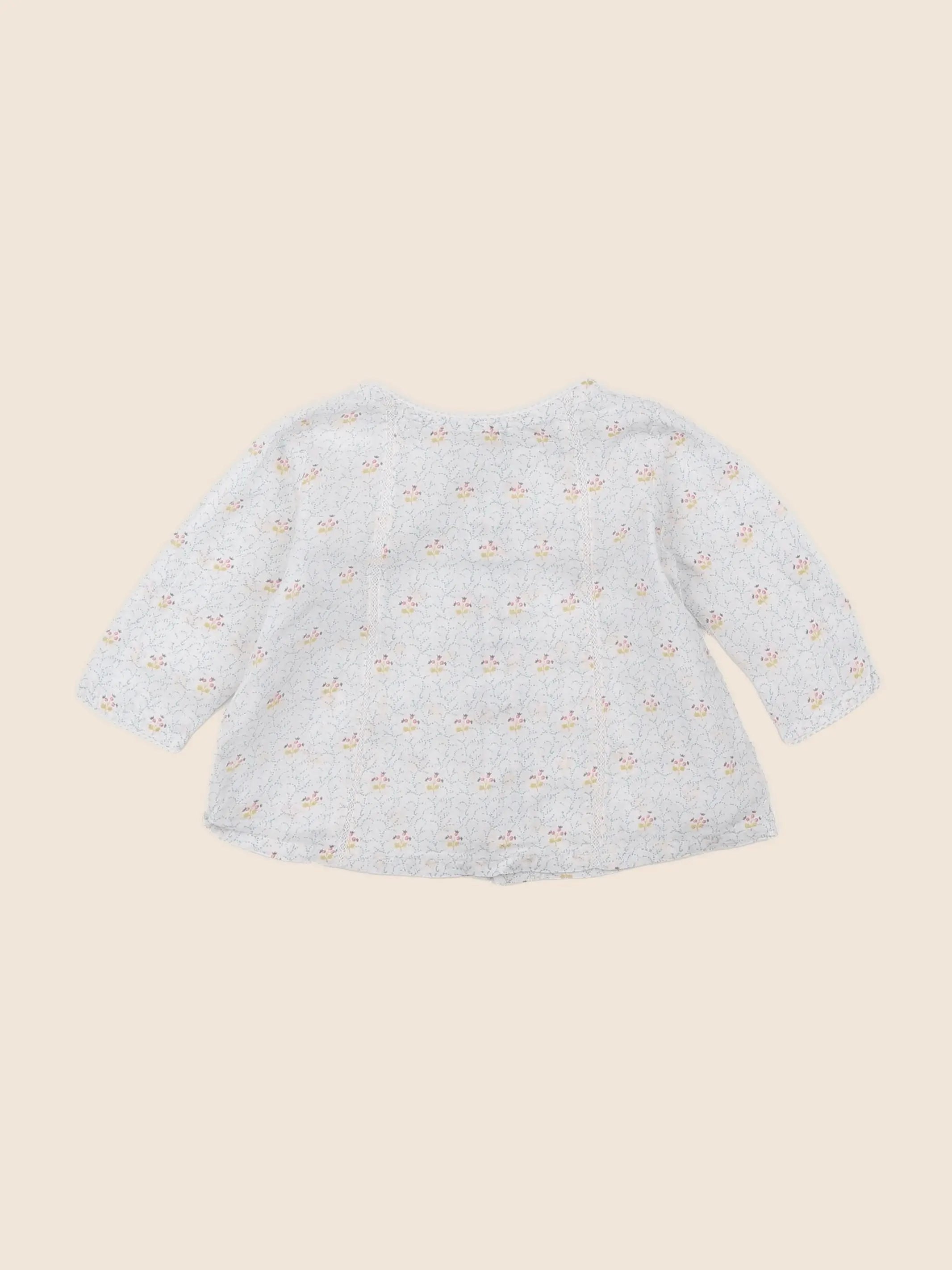 Boutchou - blouse beige, vert - 6 mois