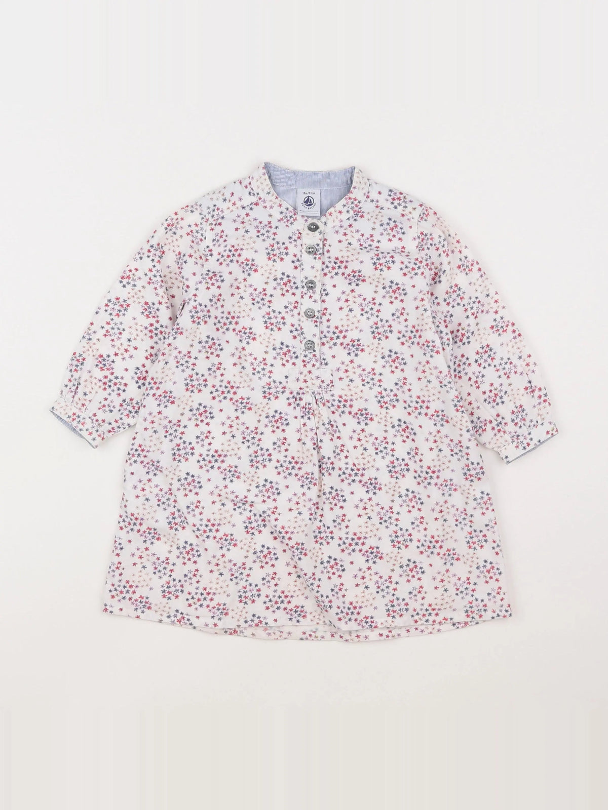Petit Bateau - robe blanc, rose - 18 mois