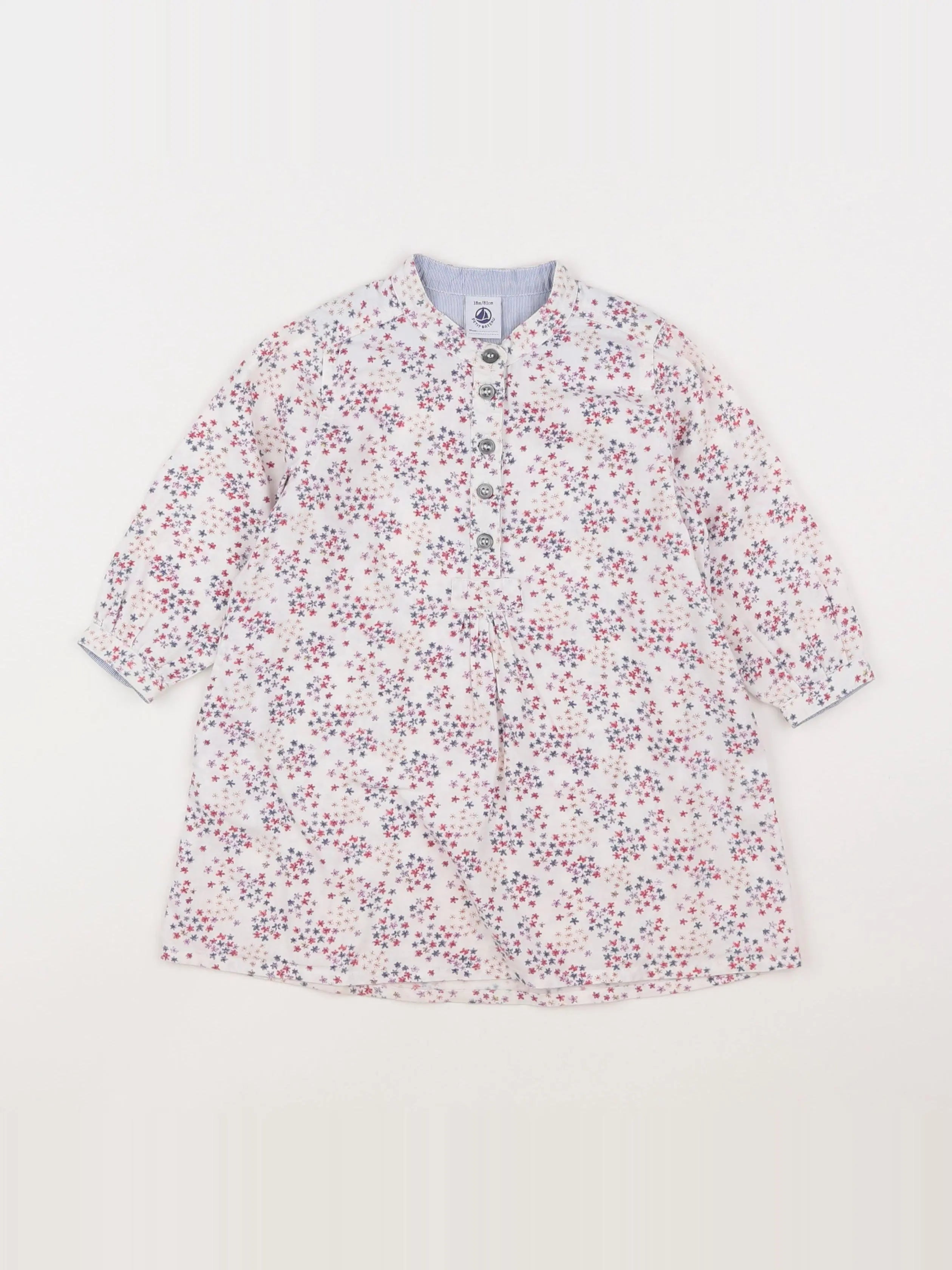 Petit Bateau - robe blanc, rose - 18 mois