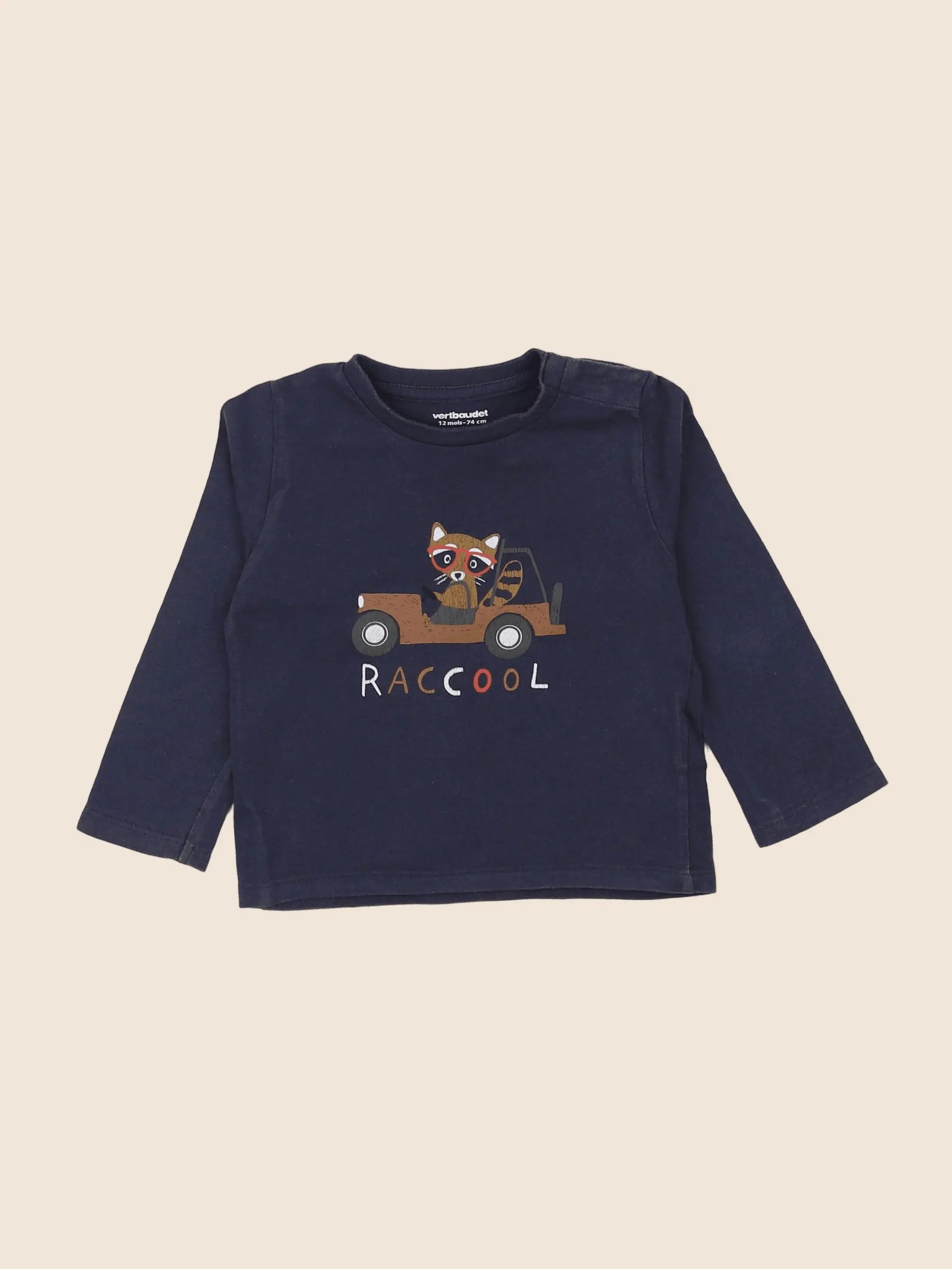 Vertbaudet - tee-shirt bleu - 12 mois