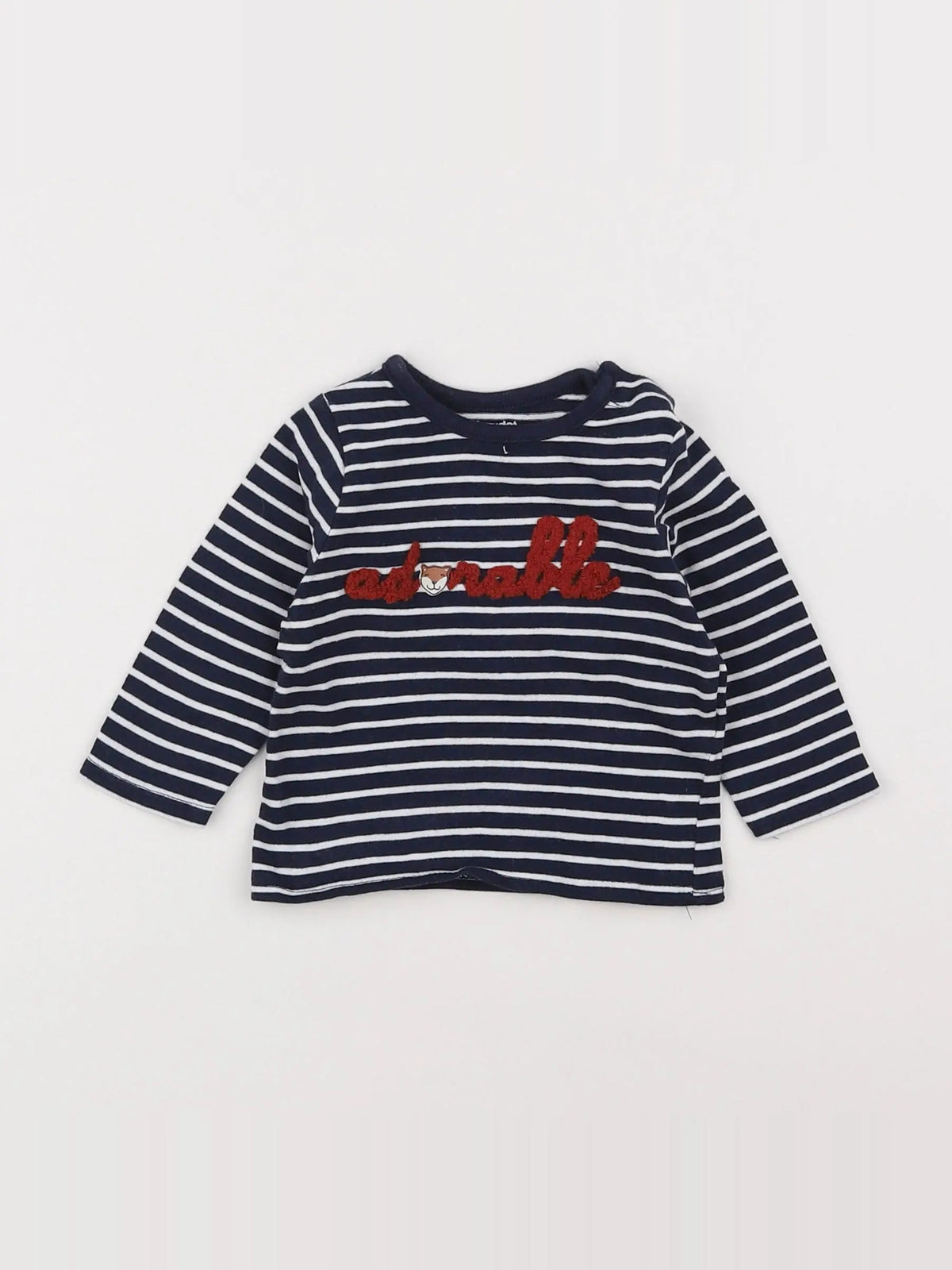 Vertbaudet - tee-shirt blanc, bleu - 3 mois