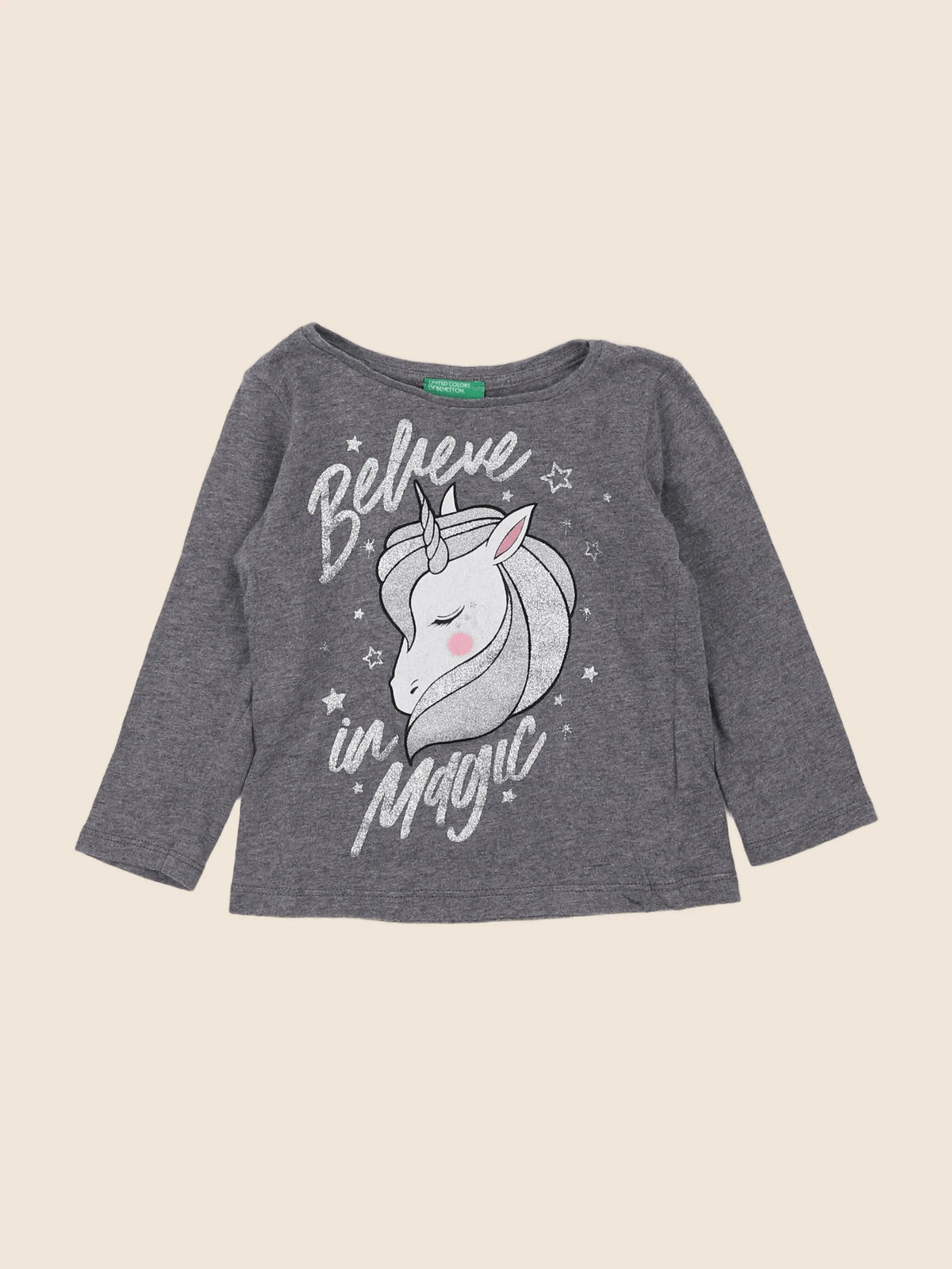 Benetton - tee-shirt gris - 12 mois
