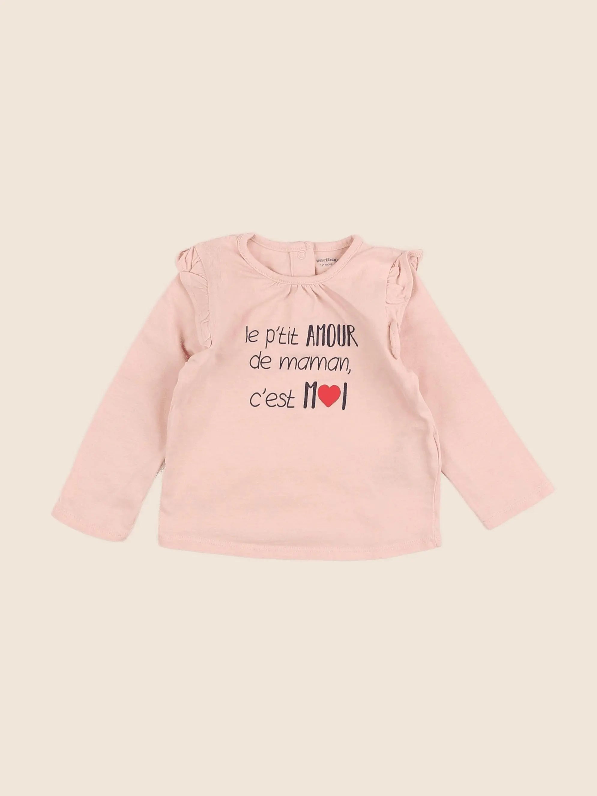 Vertbaudet - tee-shirt rose - 12 mois