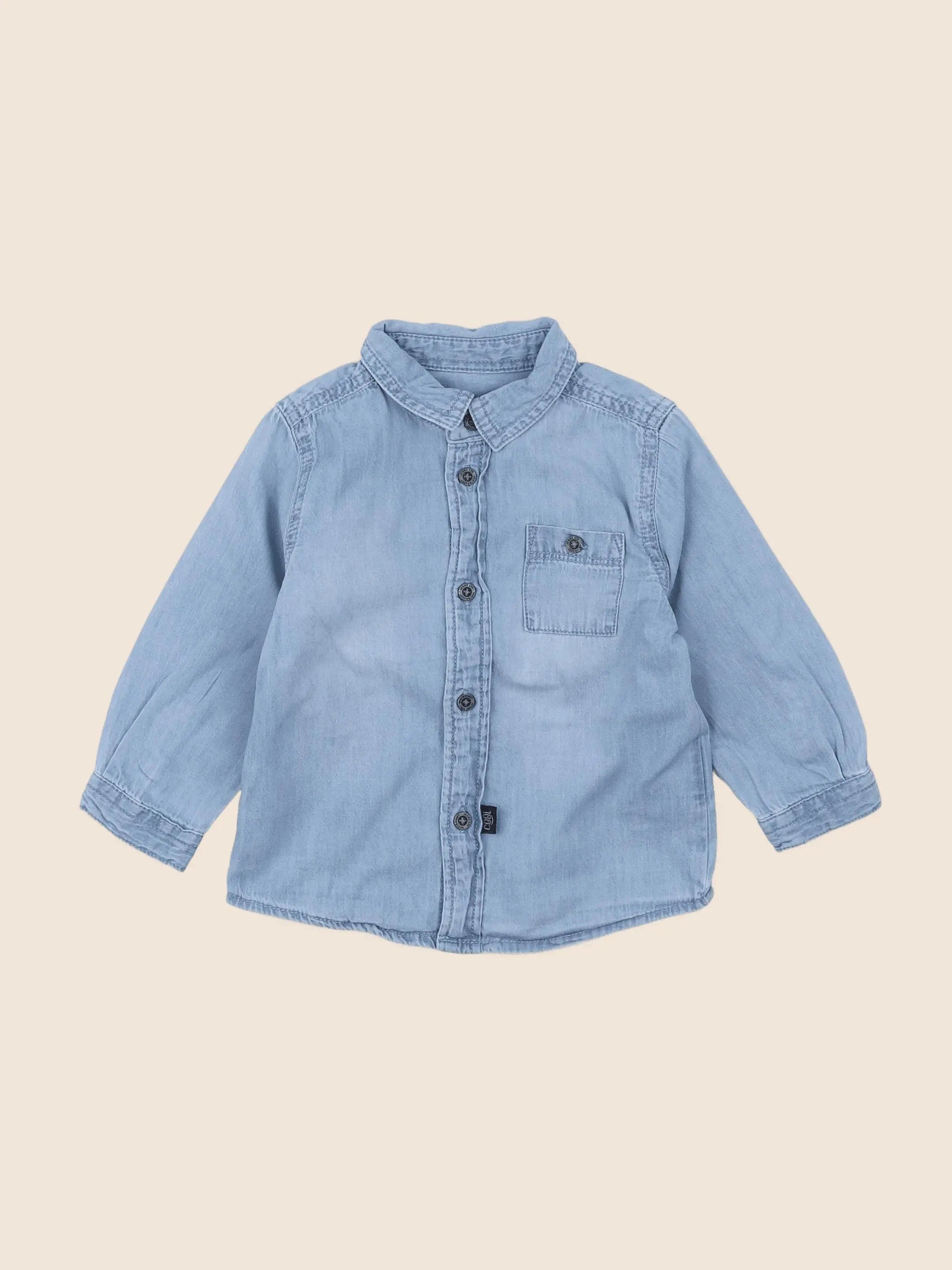 Vertbaudet - chemise bleu - 12 mois