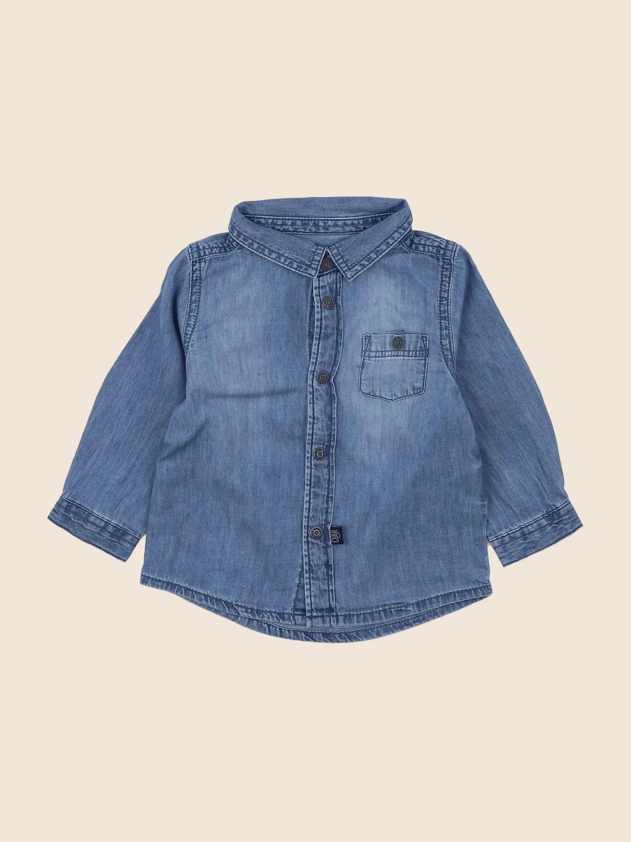 Vertbaudet - chemise bleu - 12 mois