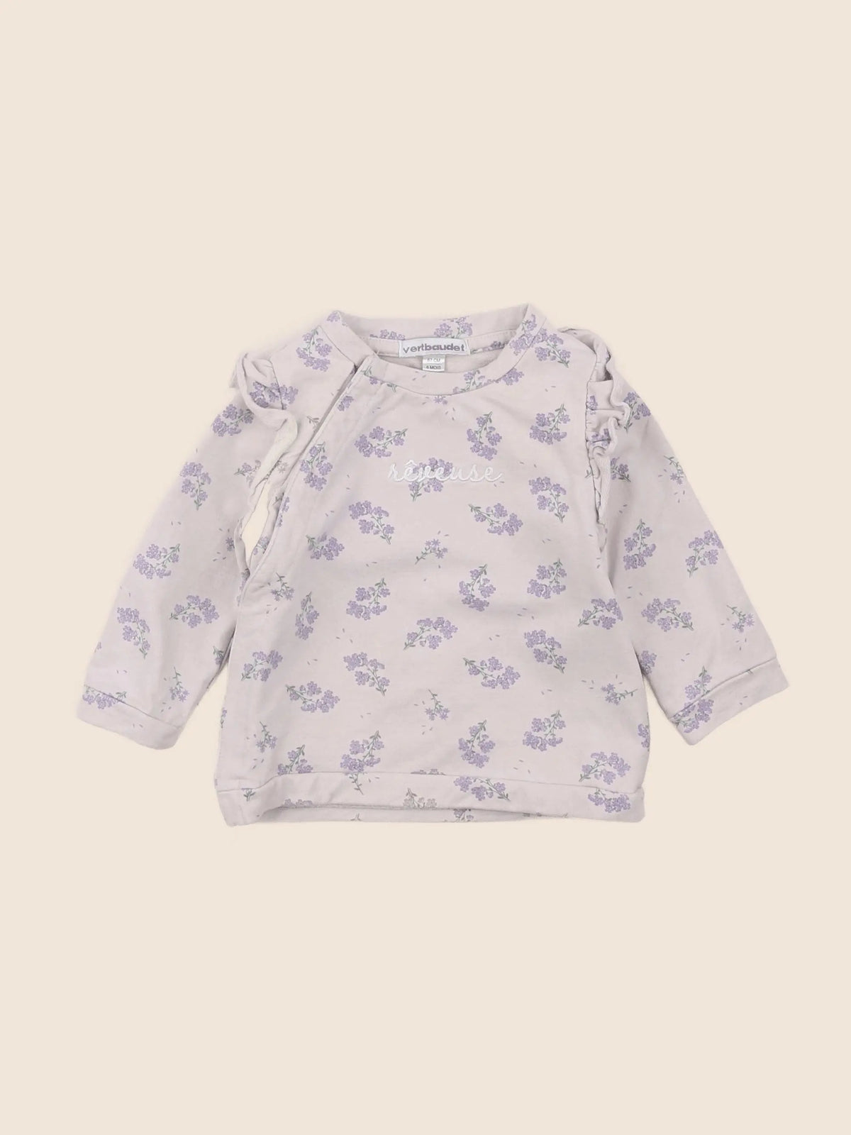 Vertbaudet - sweat violet - 6 mois