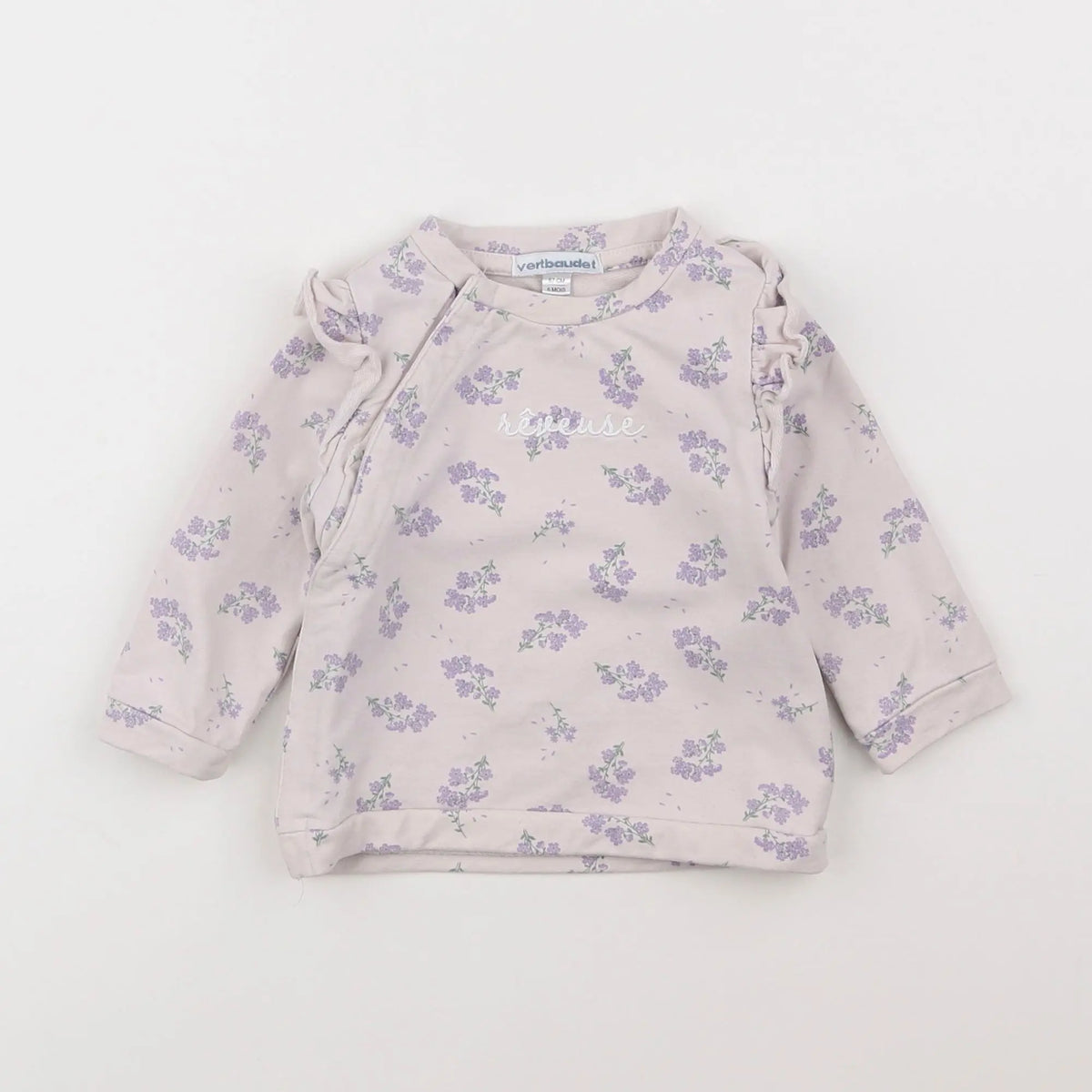 Vertbaudet - sweat violet - 6 mois