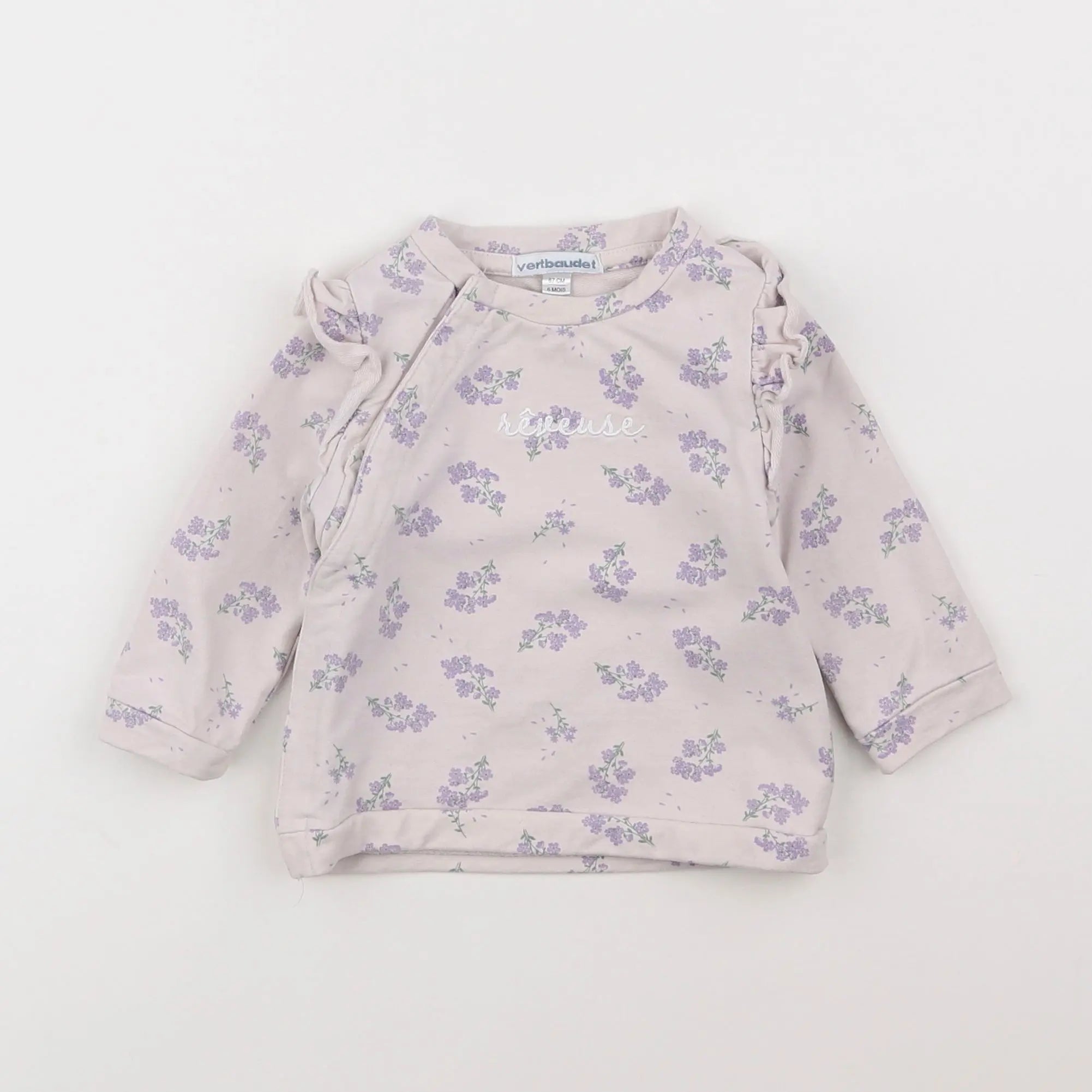 Vertbaudet - sweat violet - 6 mois