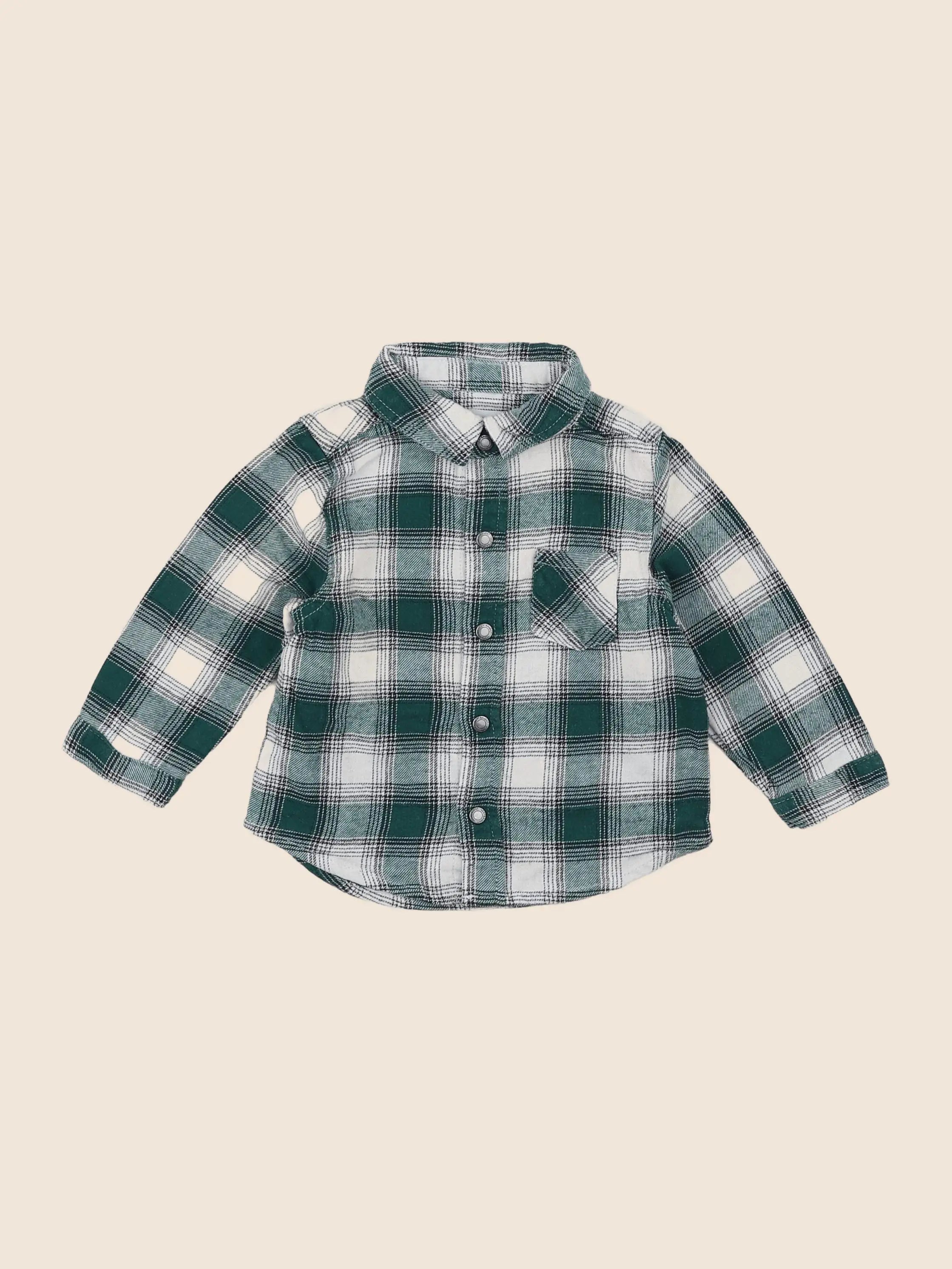 Vertbaudet - chemise vert - 12 mois