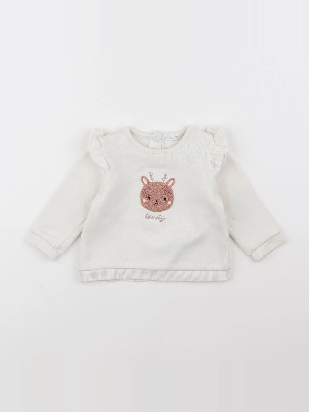 Vertbaudet - sweat blanc, beige - 6 mois