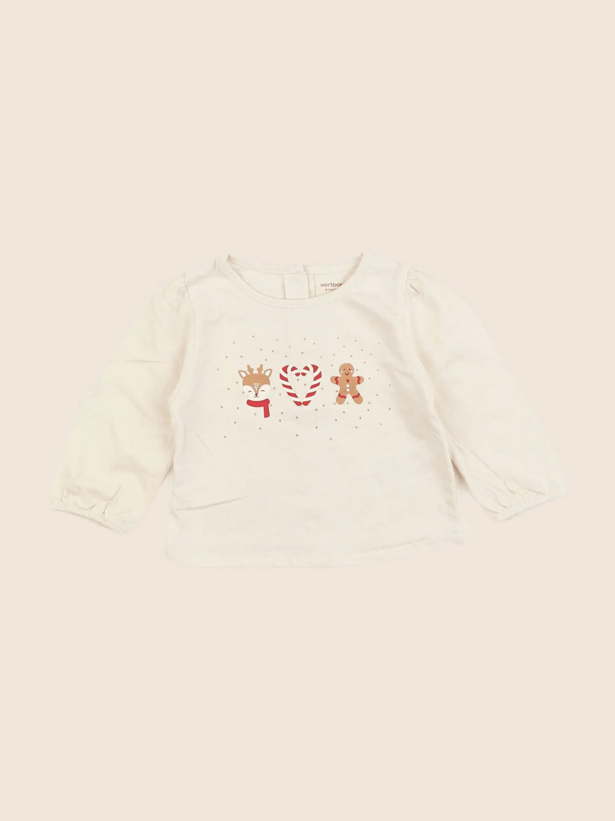 Vertbaudet - tee-shirt beige - 6 mois