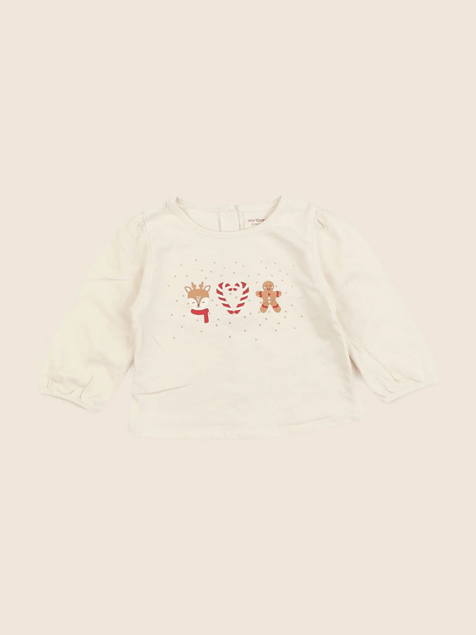 Vertbaudet - tee-shirt beige - 6 mois