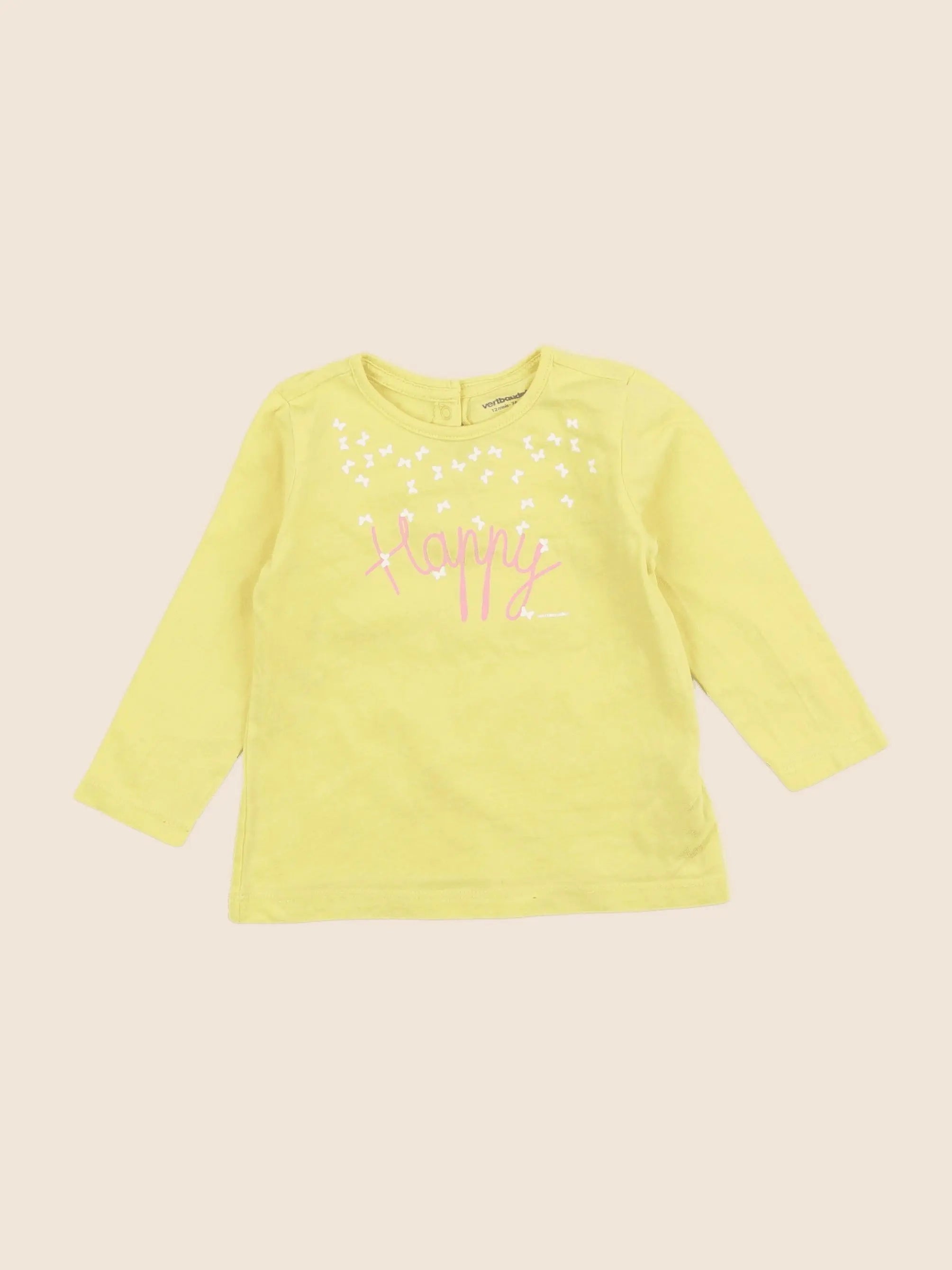 Vertbaudet - tee-shirt jaune - 12 mois
