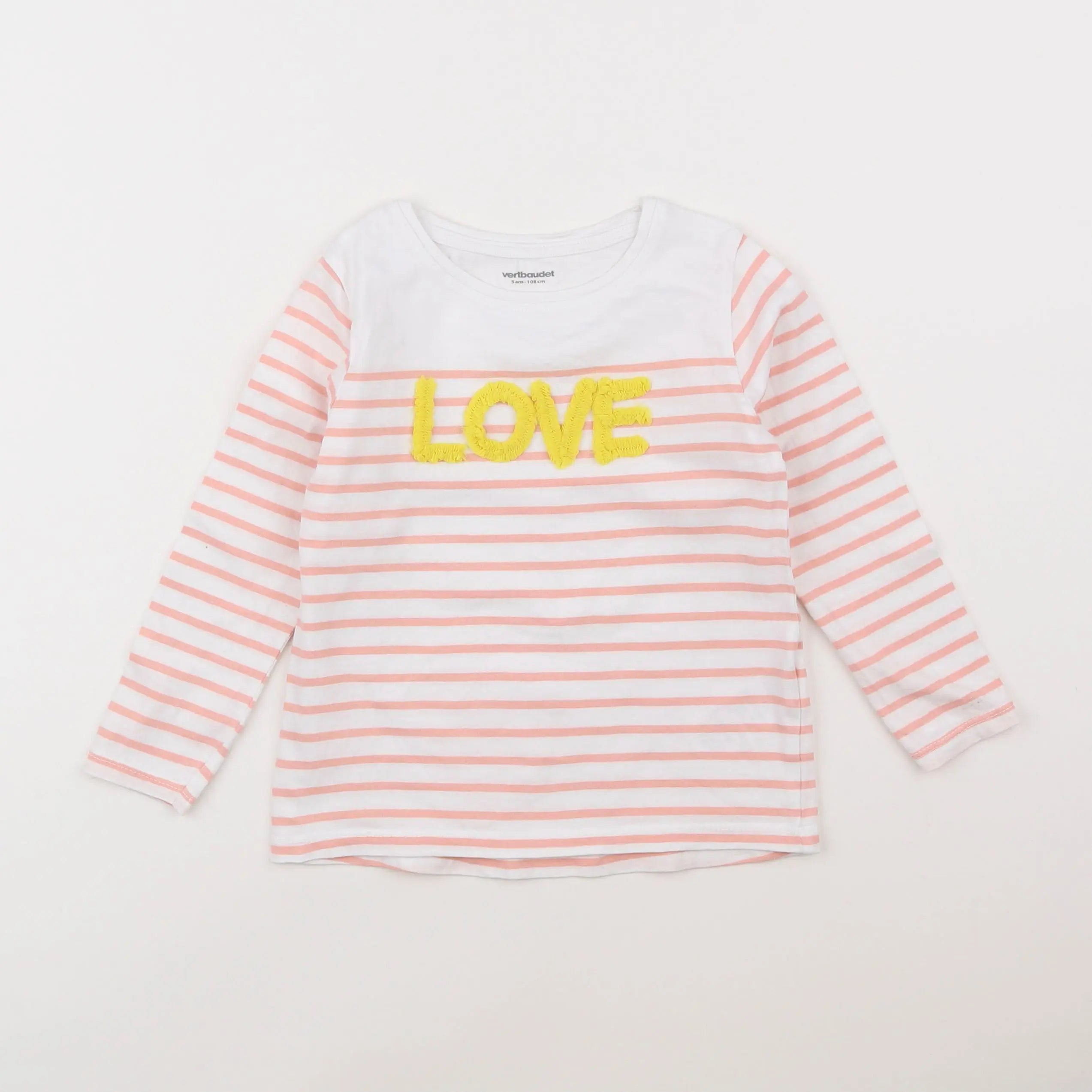 Vertbaudet - tee-shirt blanc, rose - 5 ans