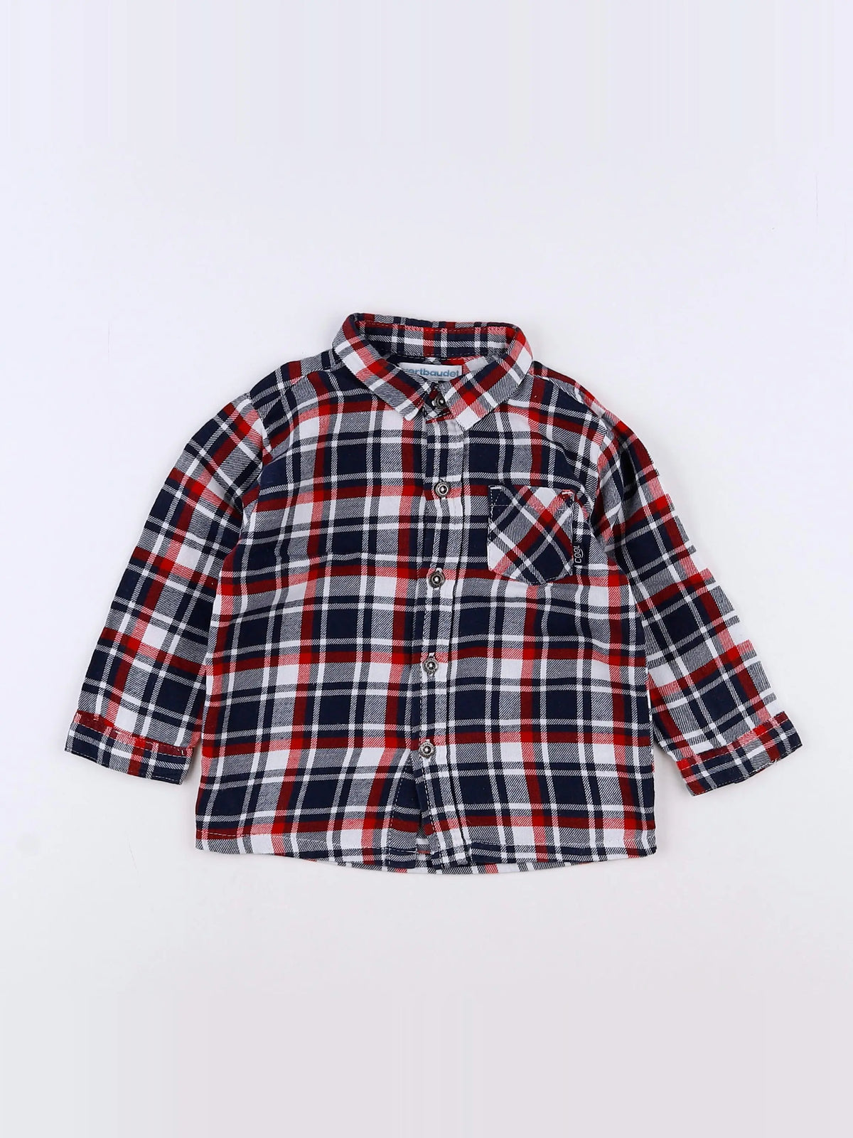Vertbaudet - chemise rouge - 9 mois