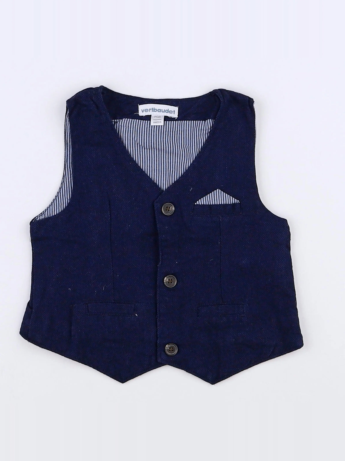 Vertbaudet - gilet bleu - 9 mois