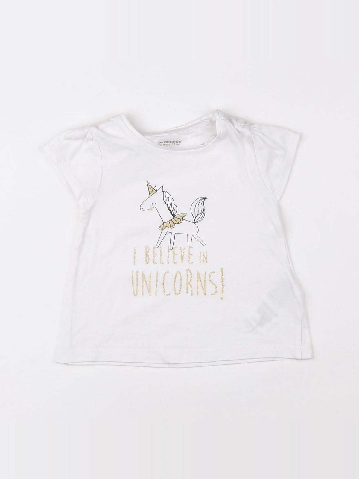 Vertbaudet - tee-shirt blanc, or - 12 mois
