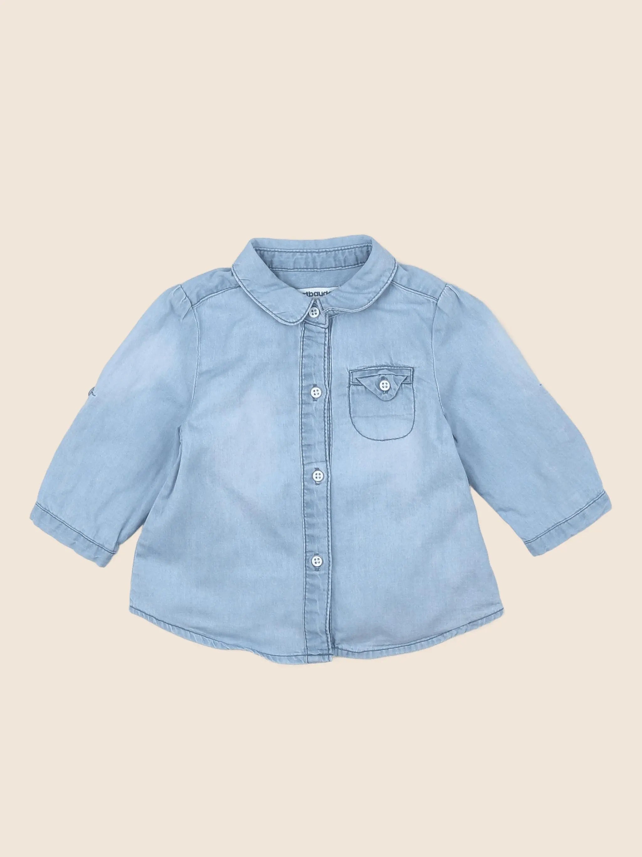 Vertbaudet - chemise bleu - 3 mois