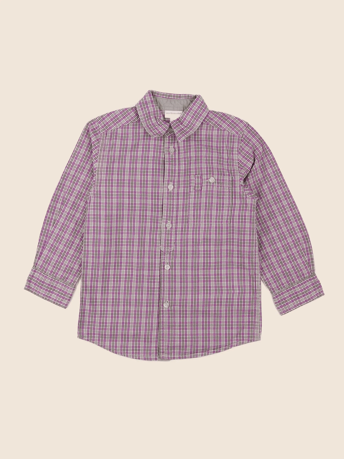 Vertbaudet - chemise violet, taupe - 5 ans