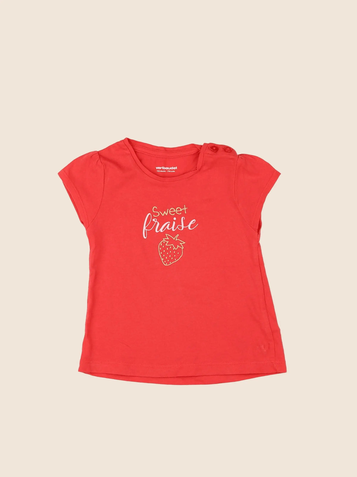 Vertbaudet - tee-shirt rouge, or - 12 mois