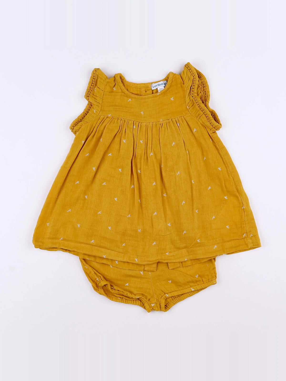 Vertbaudet - robe jaune, blanc - 12 mois