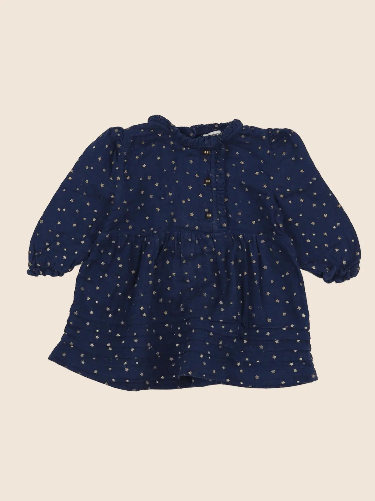 Vertbaudet - robe bleu, or - 9 mois