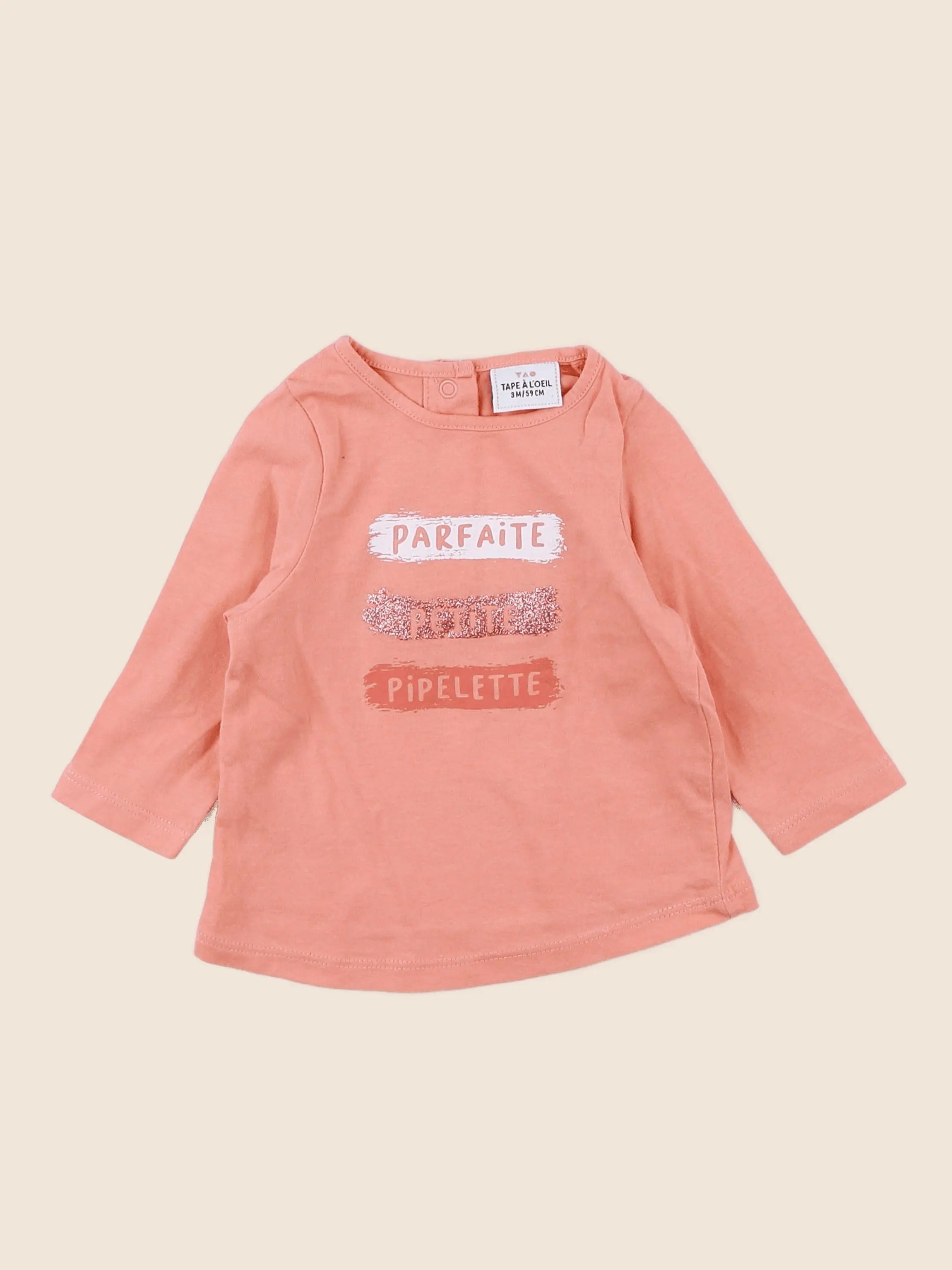Tape à l'oeil - tee-shirt rose, orange - 3 mois