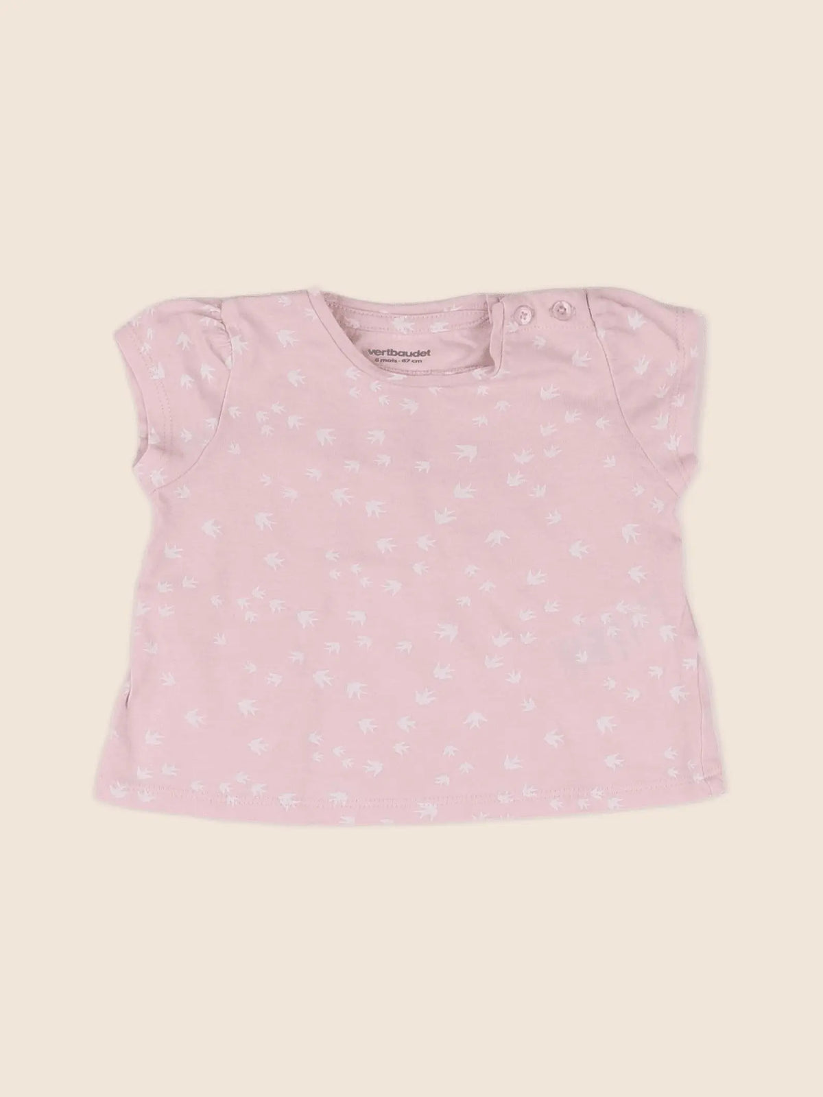 Vertbaudet - tee-shirt rose - 6 mois
