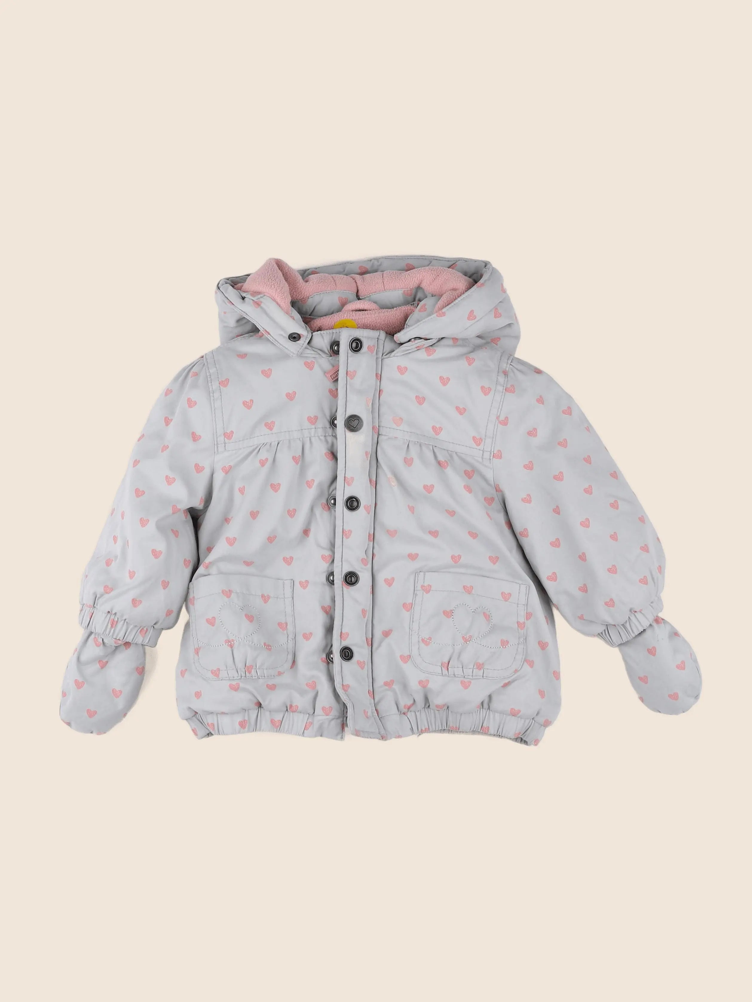 Vertbaudet - parka gris, rose - 12 mois