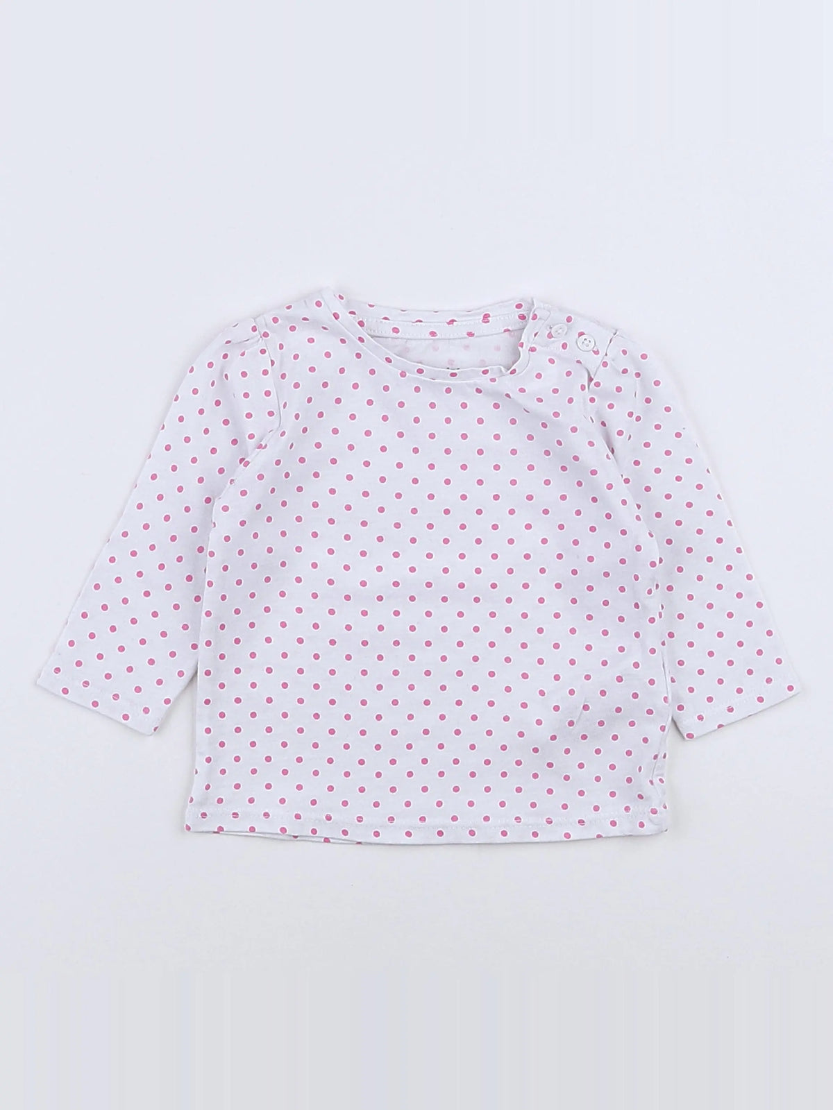 Vertbaudet - tee-shirt blanc, rose - 3 mois