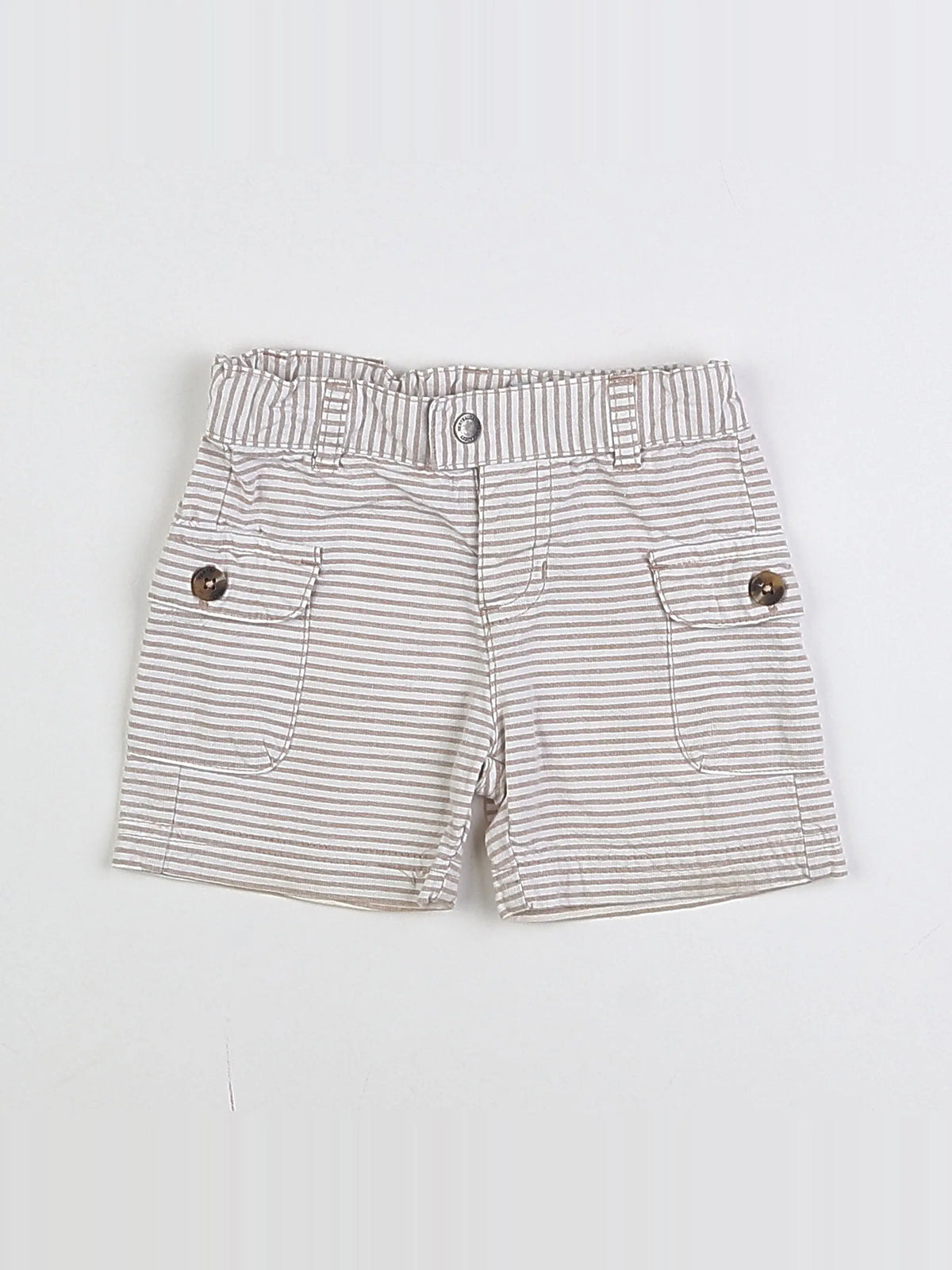 Vertbaudet - short blanc, marron - 12 mois