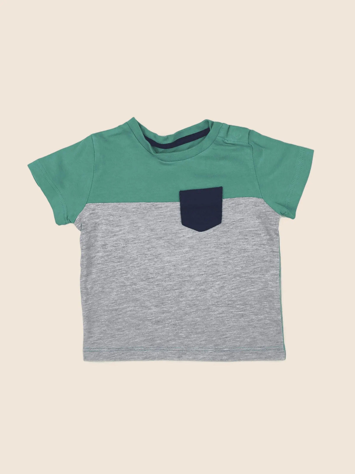 Vertbaudet - tee-shirt gris, vert - 6 mois