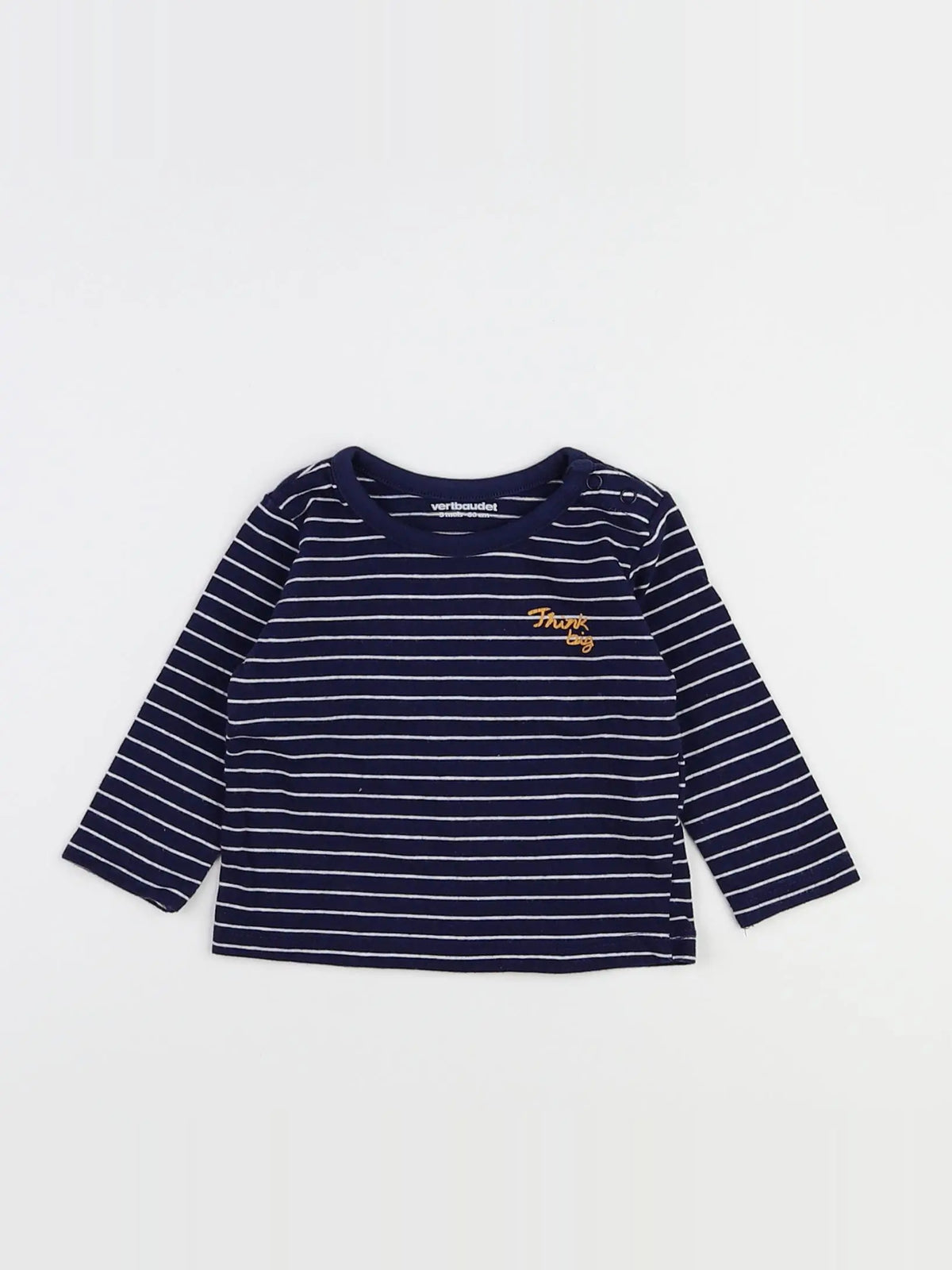 Vertbaudet - tee-shirt blanc, bleu - 3 mois