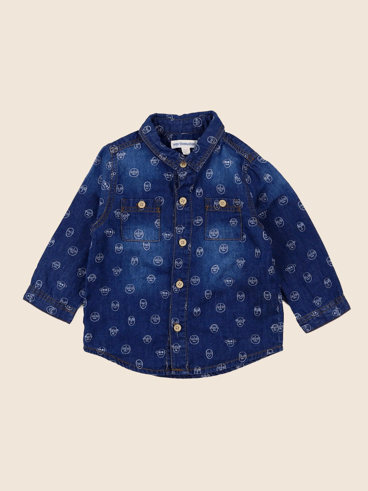 Vertbaudet - chemise bleu - 12 mois