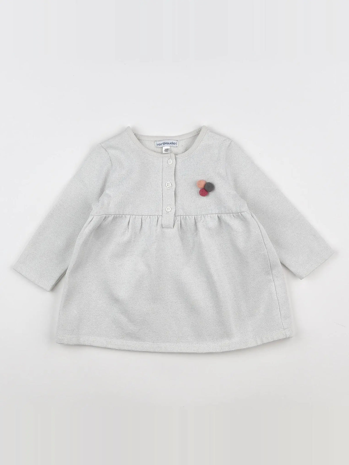 Vertbaudet - robe argent, blanc - 12 mois