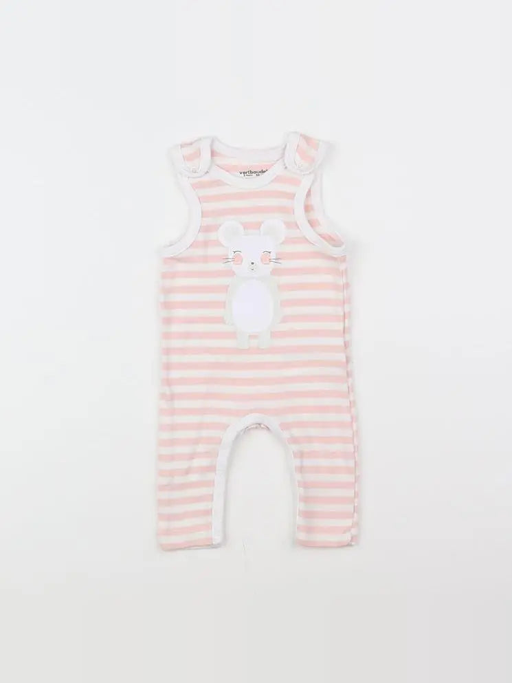 Vertbaudet - salopette blanc, rose - 3 mois