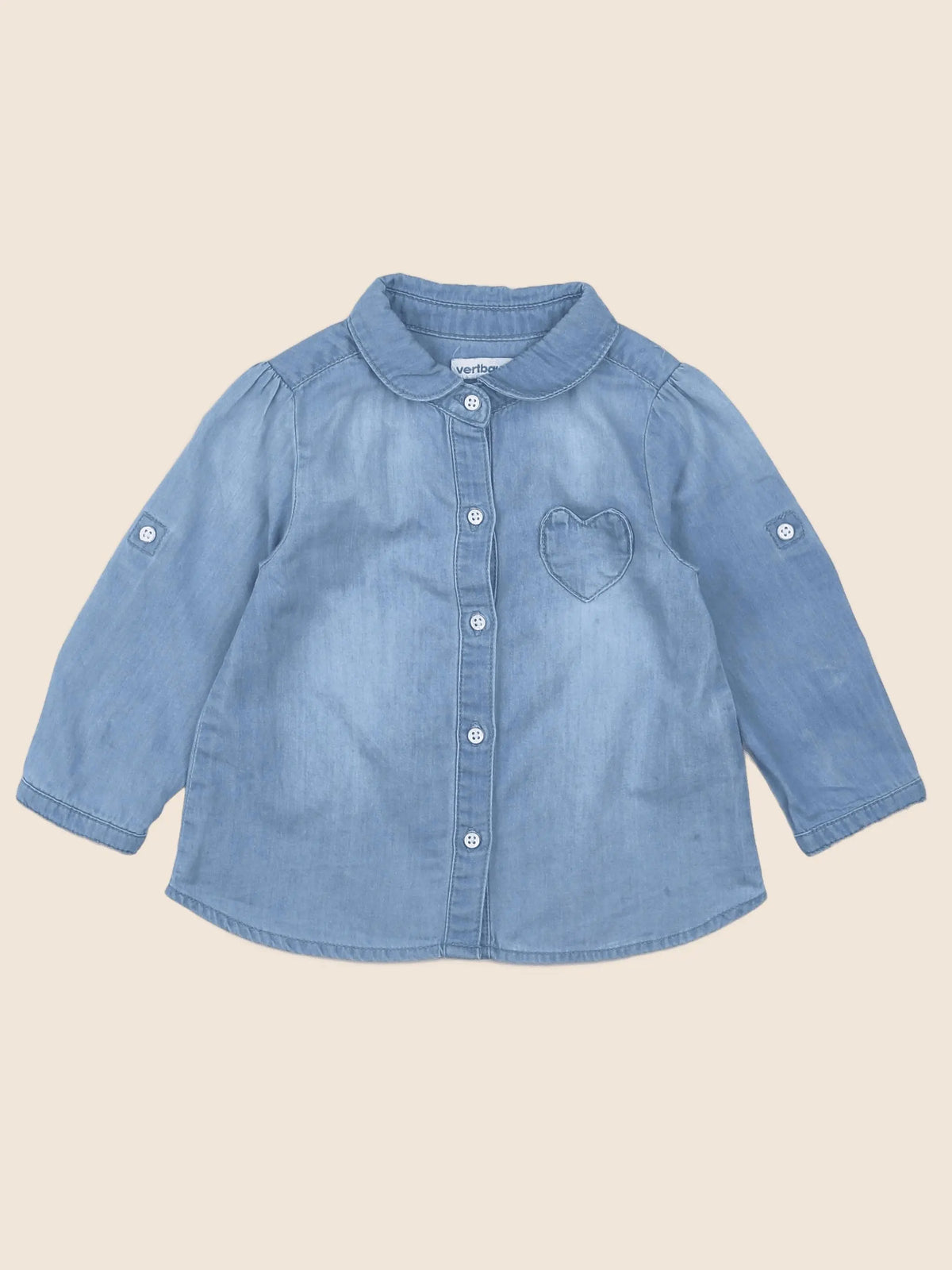 Vertbaudet - chemise bleu - 12 mois
