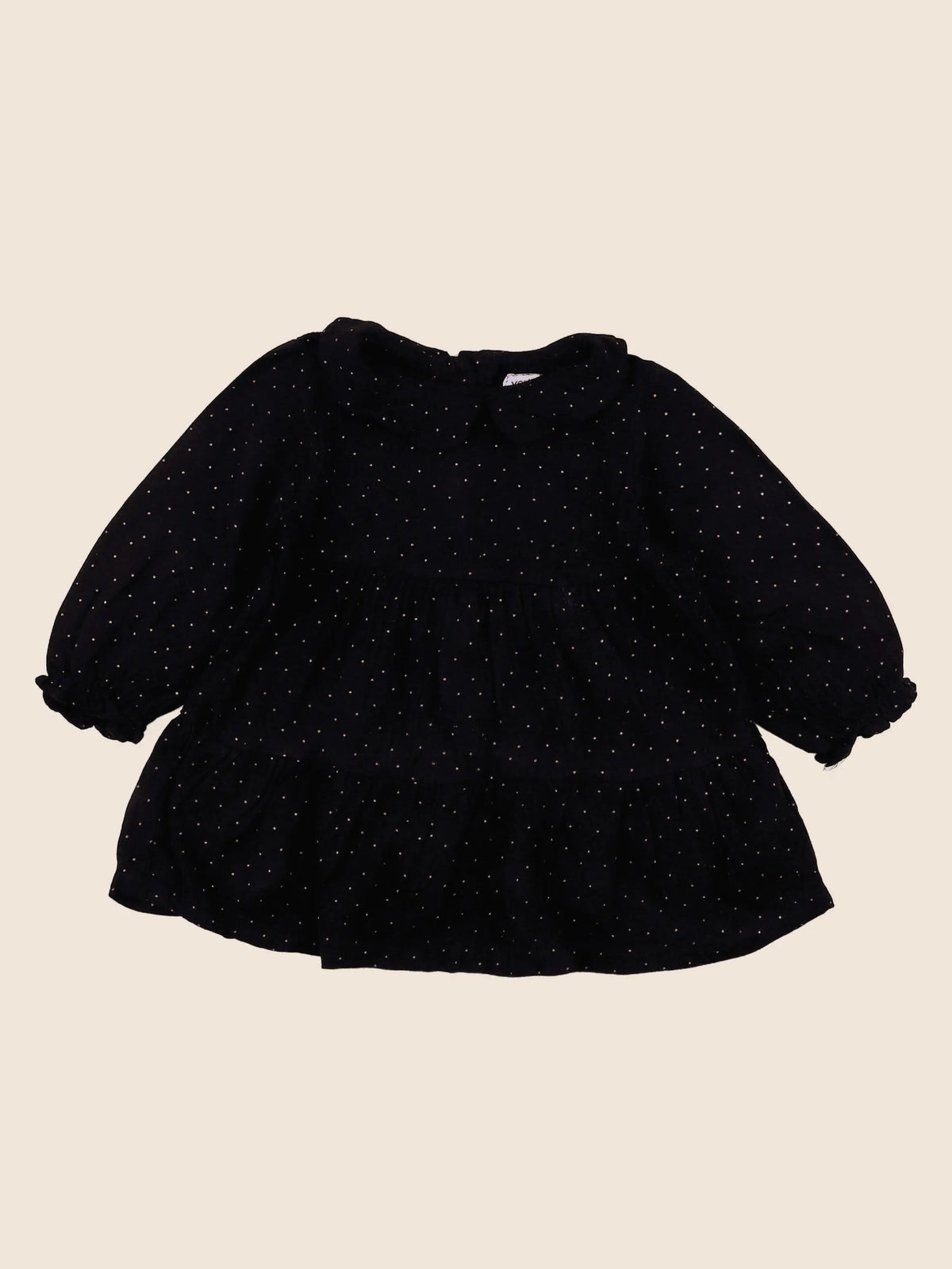 Vertbaudet - robe noir, or - 12 mois