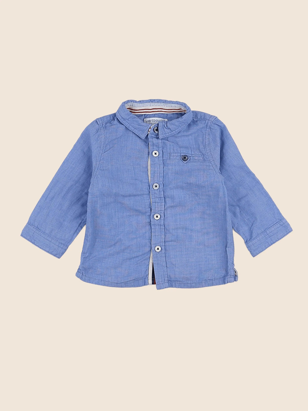 Vertbaudet - chemise bleu - 12 mois