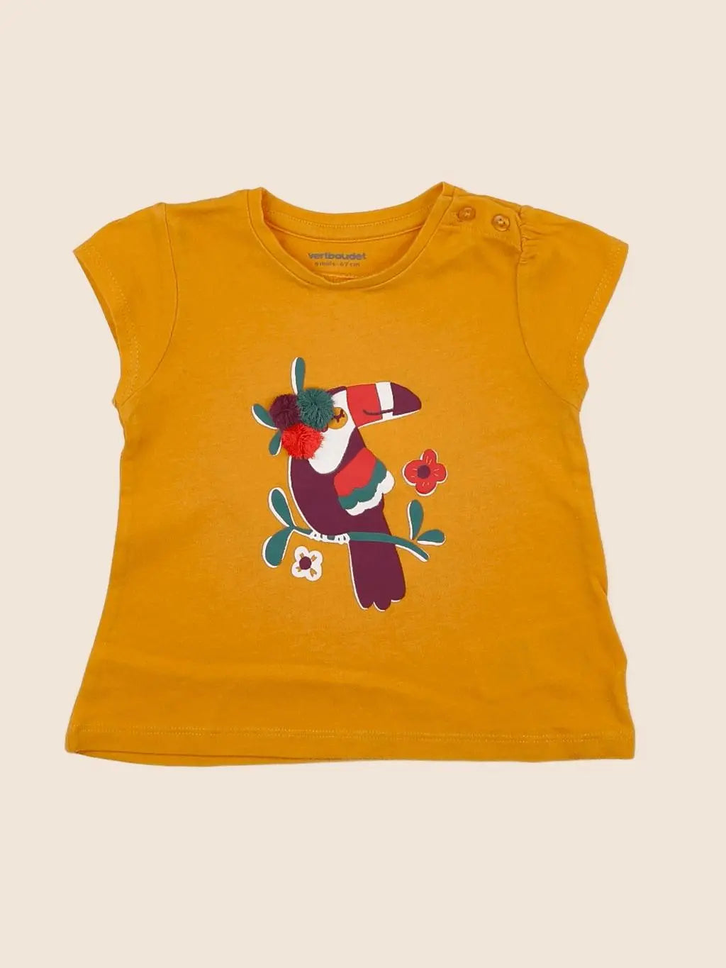 Vertbaudet - tee-shirt jaune - 6 mois